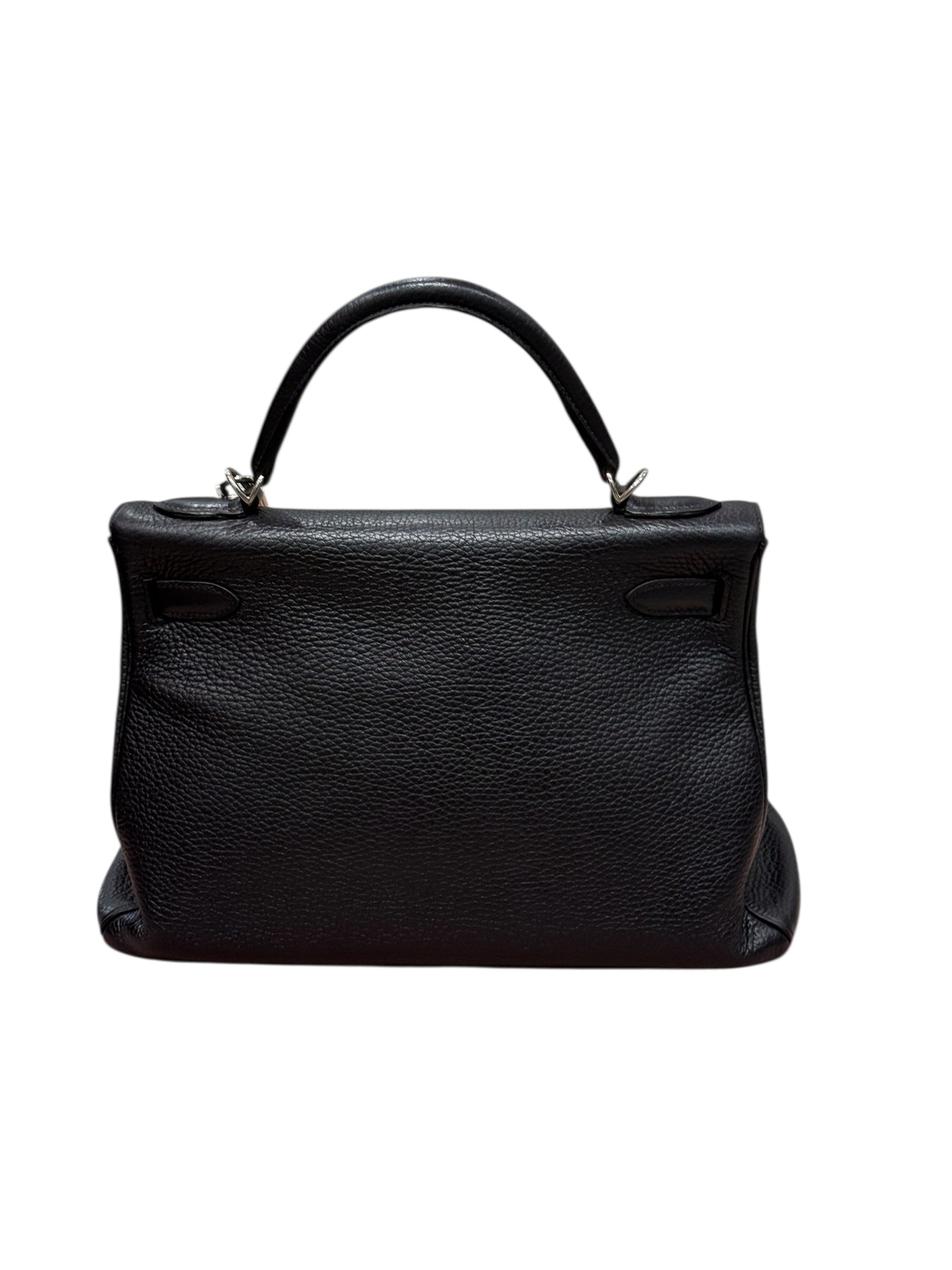 Hermès - Sac Kelly 32 clemence retourné Bleu Encre nuit PHW