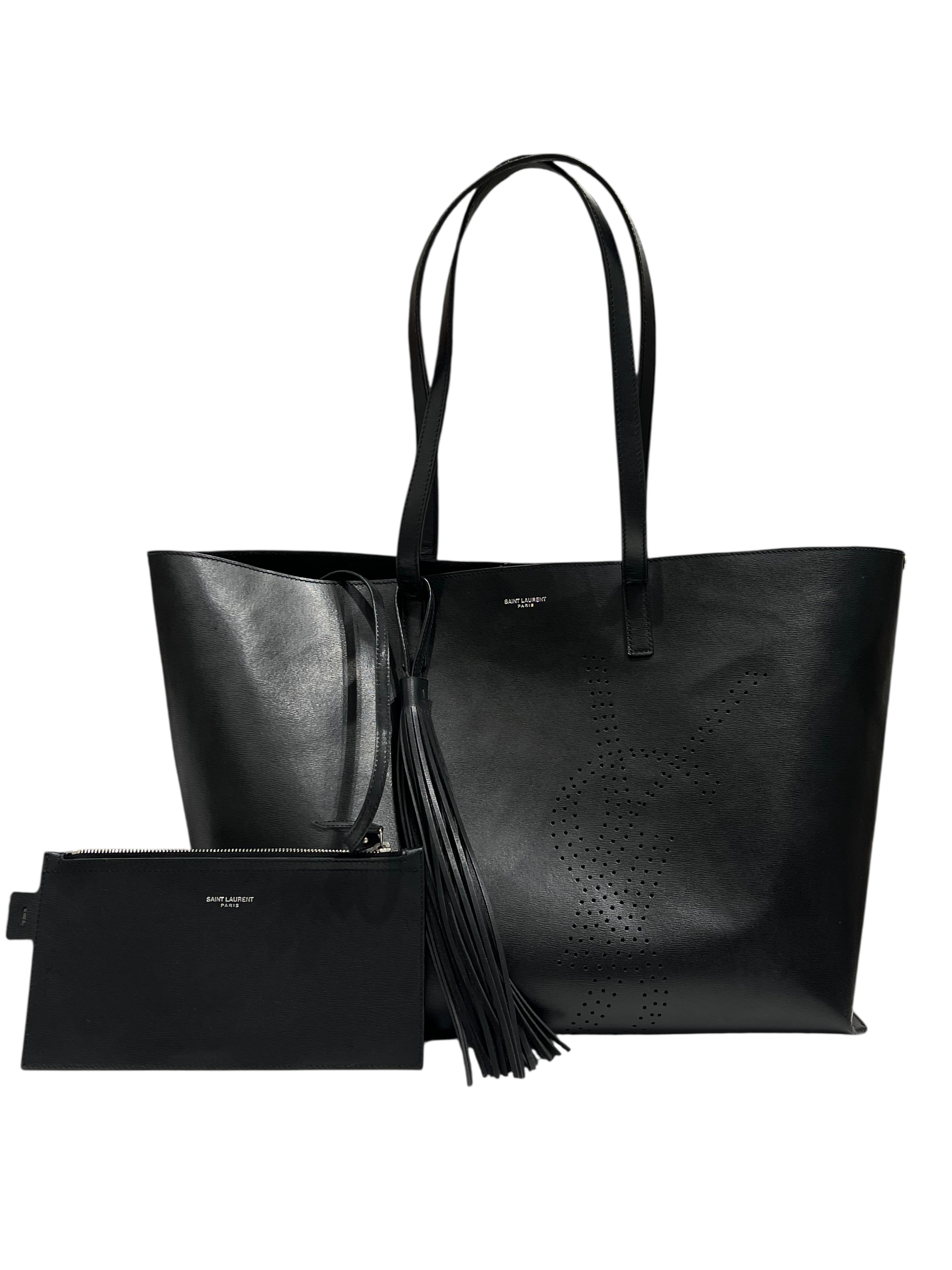 Saint Laurent - sac cabas cuir noir Y