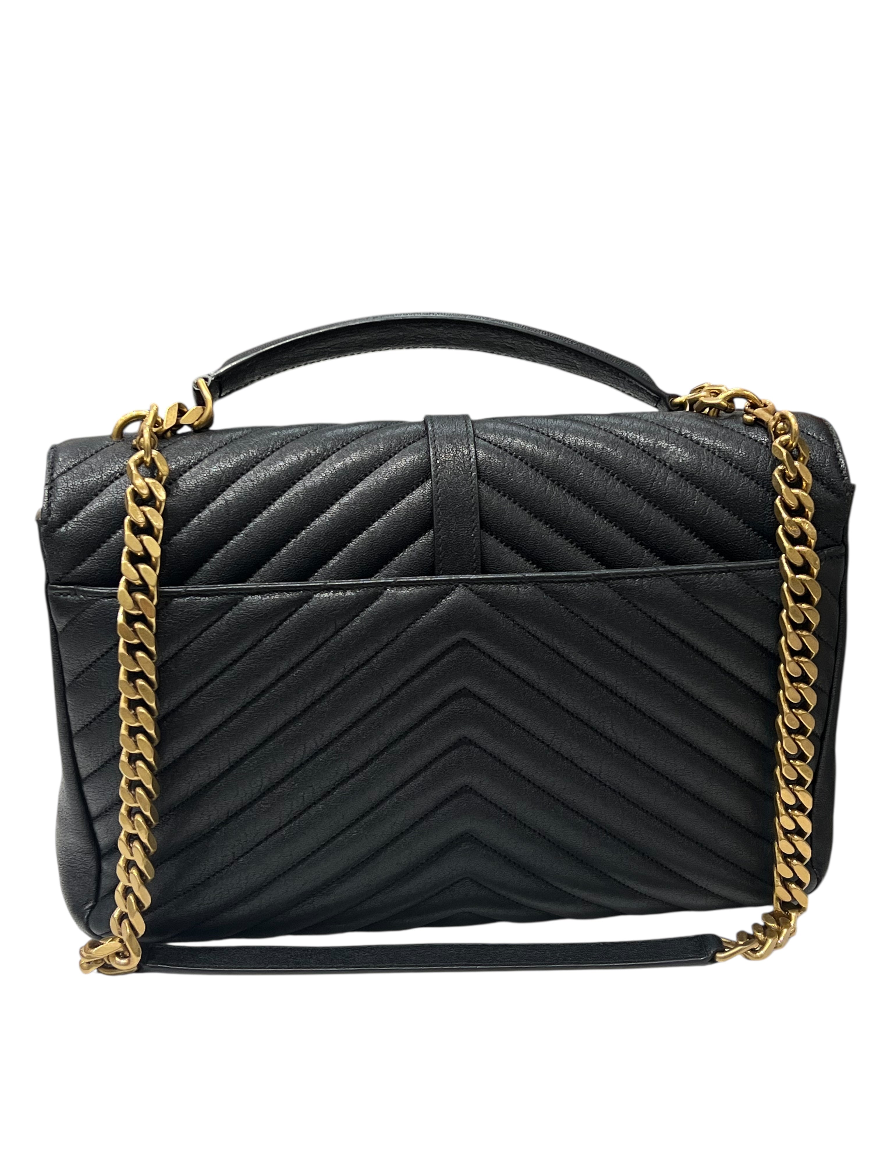Saint Laurent - sac collège cuir noir GM