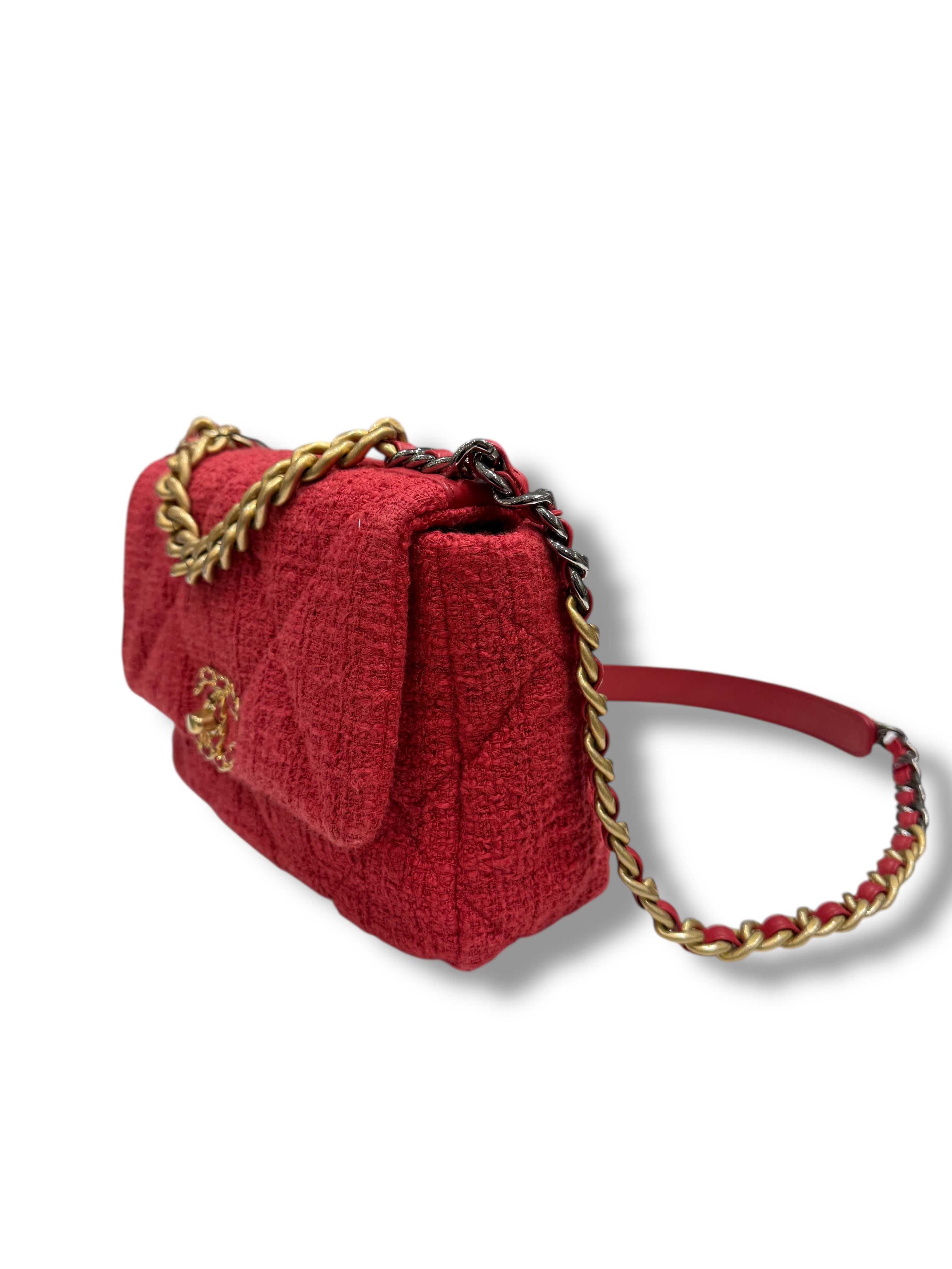 Chanel - Sac 19 PM tweed rouge