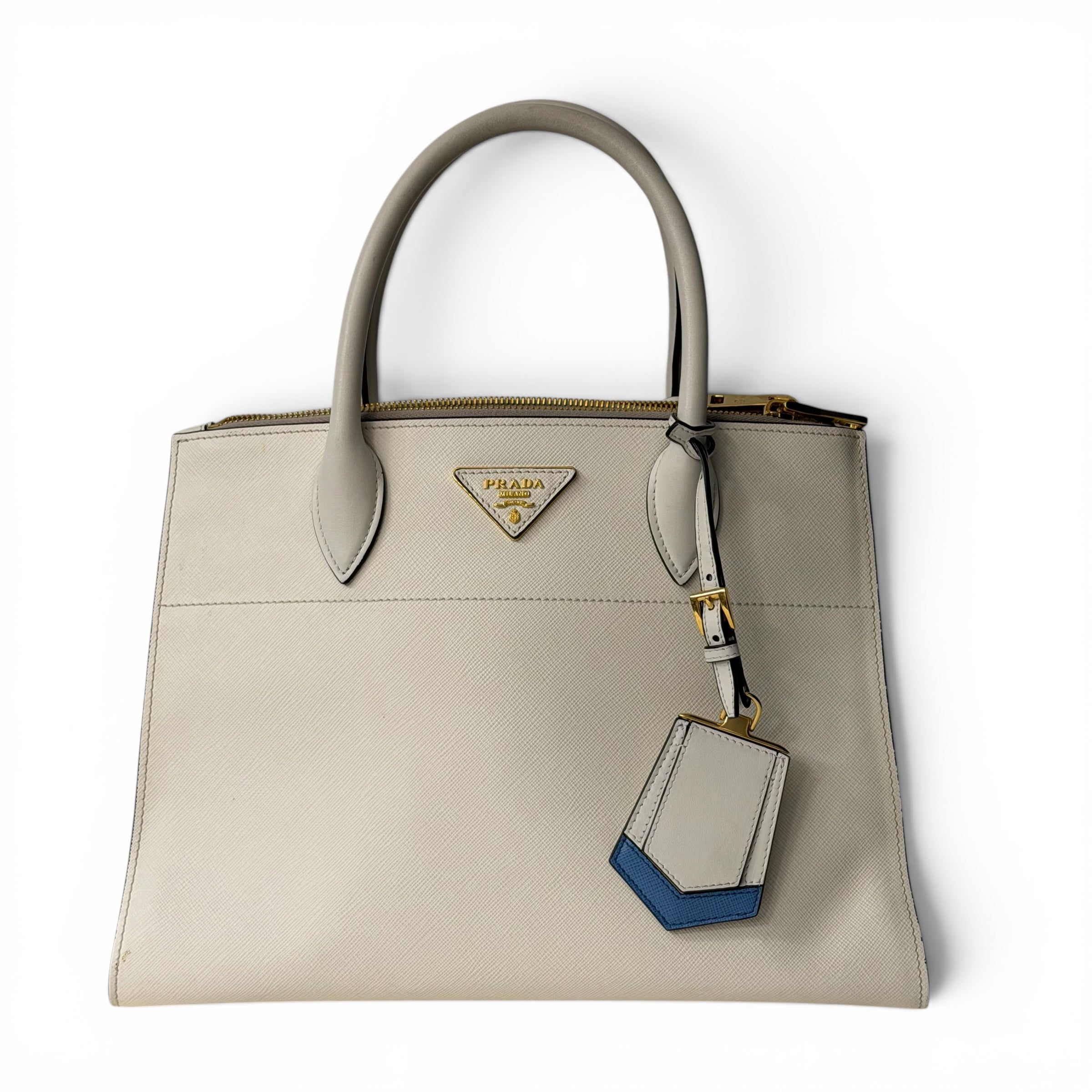 Prada - Sac à main en cuir blanc Saffiano