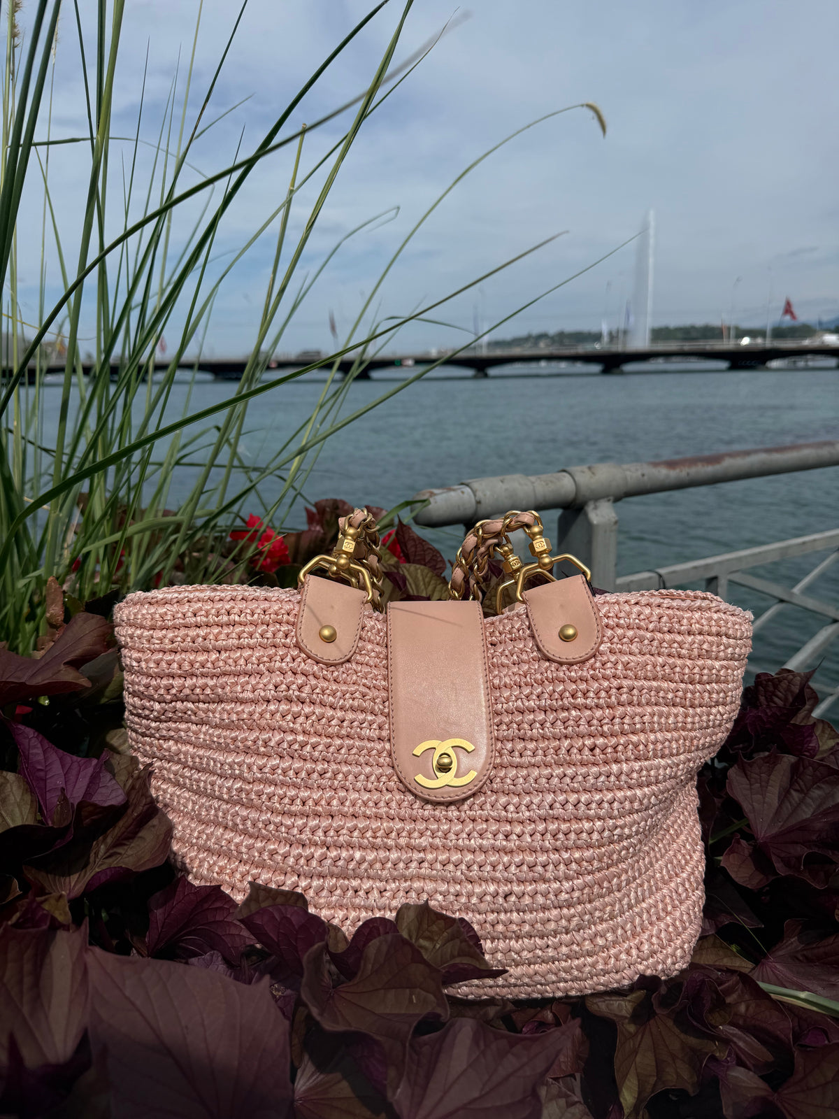 Chanel - Korbtasche rosa Weide