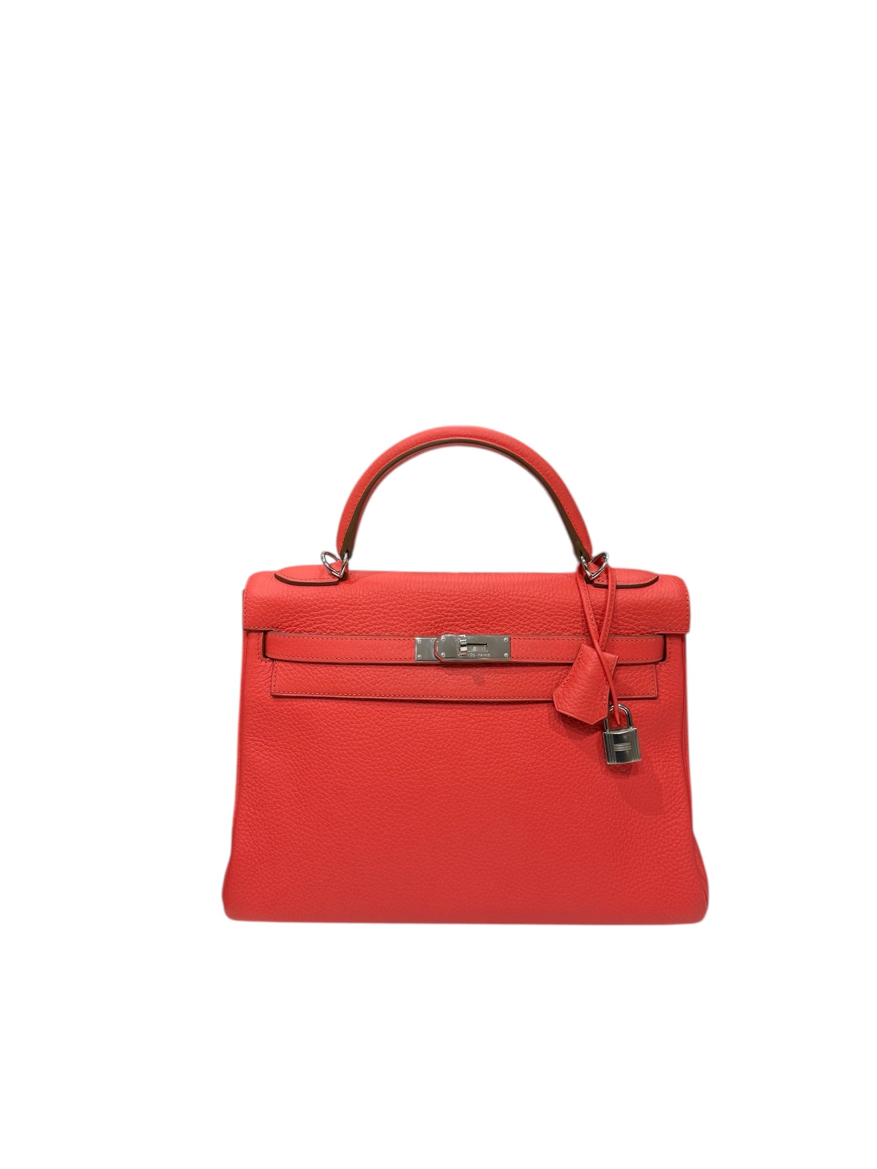 Hermès - Sac Kelly 32 clemence retourné Rose Jaipur PHW