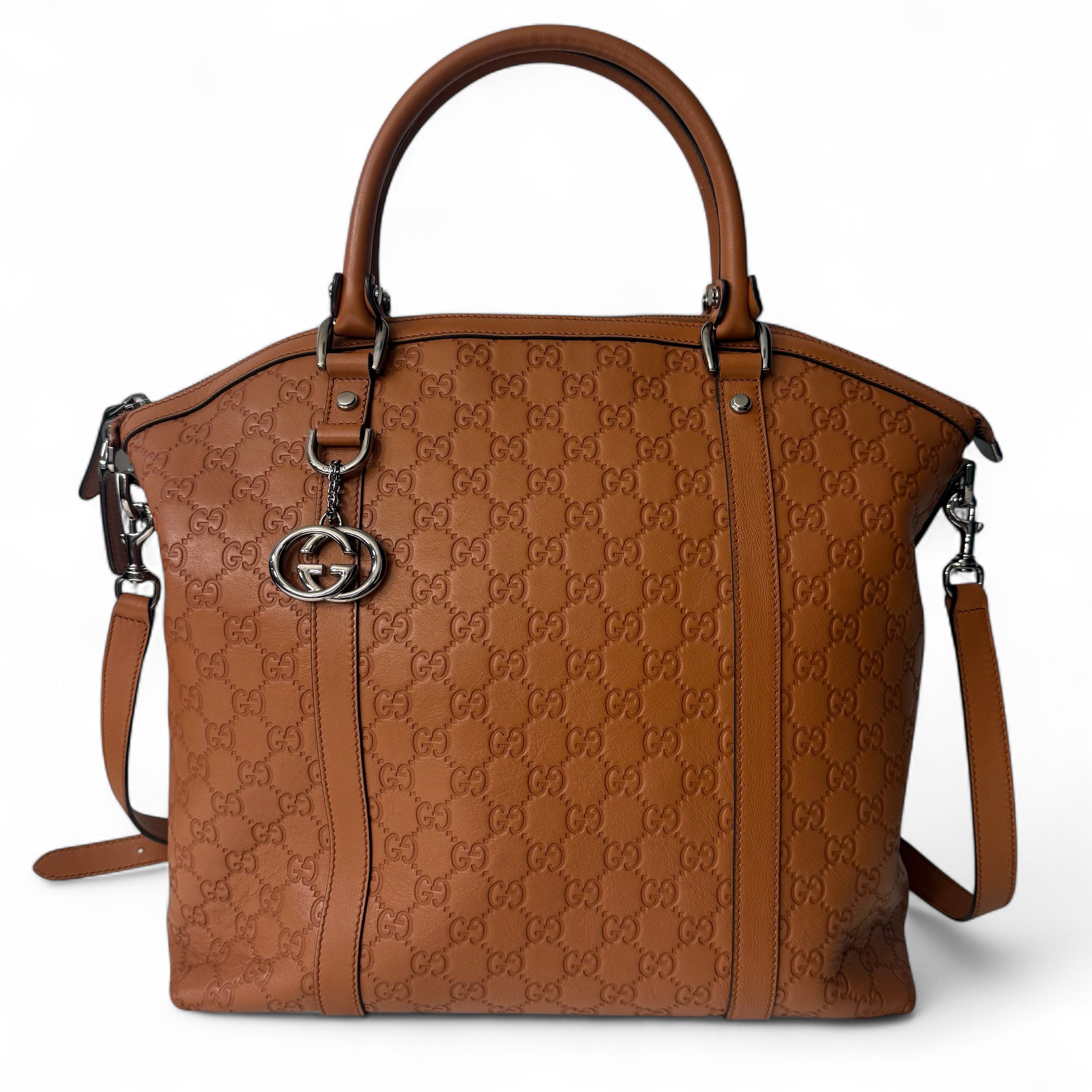 Gucci - Sac à main en cuir camel GG