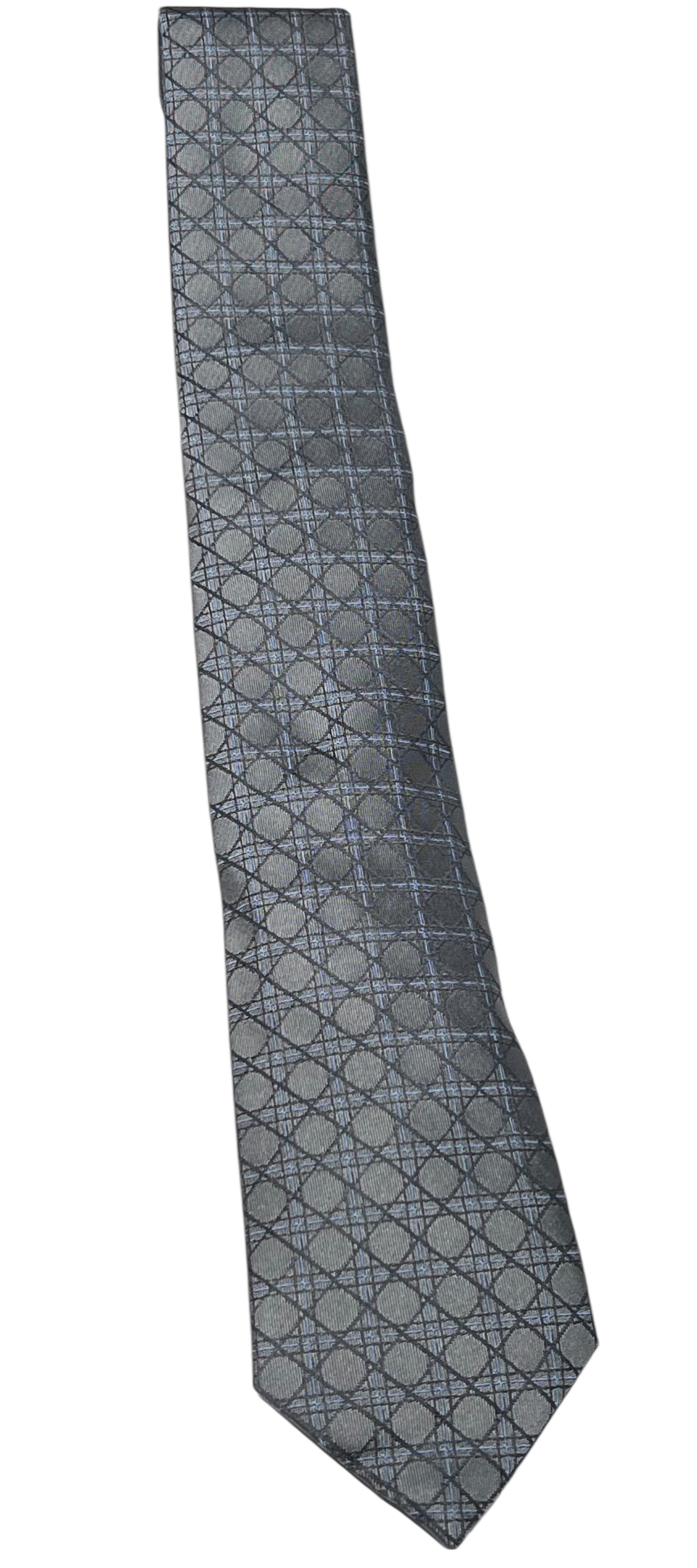 Dior - cravate cannage soie gris-bleu