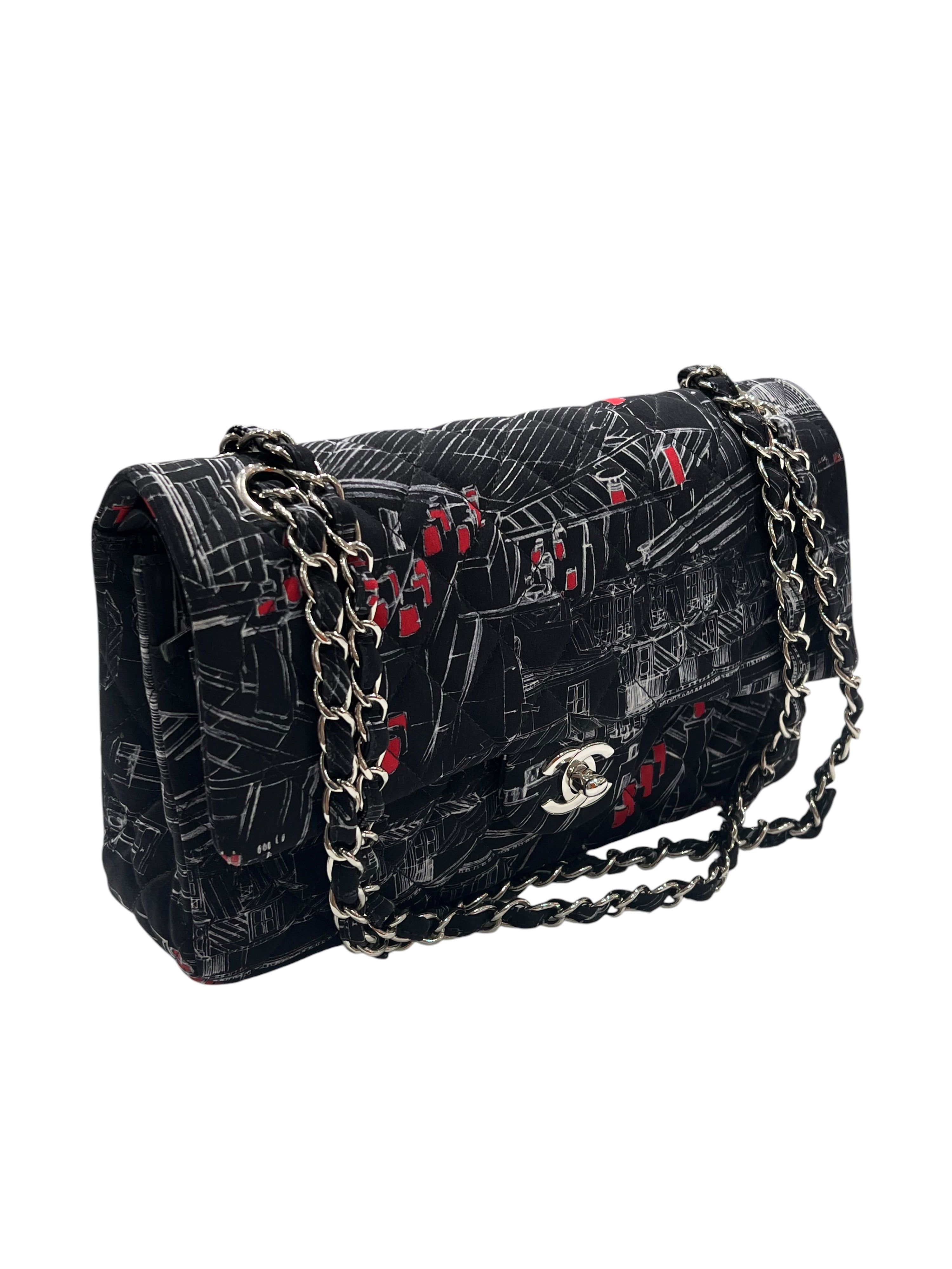 Chanel - borsa Timeless classica media Parisian Rooftop in cotone