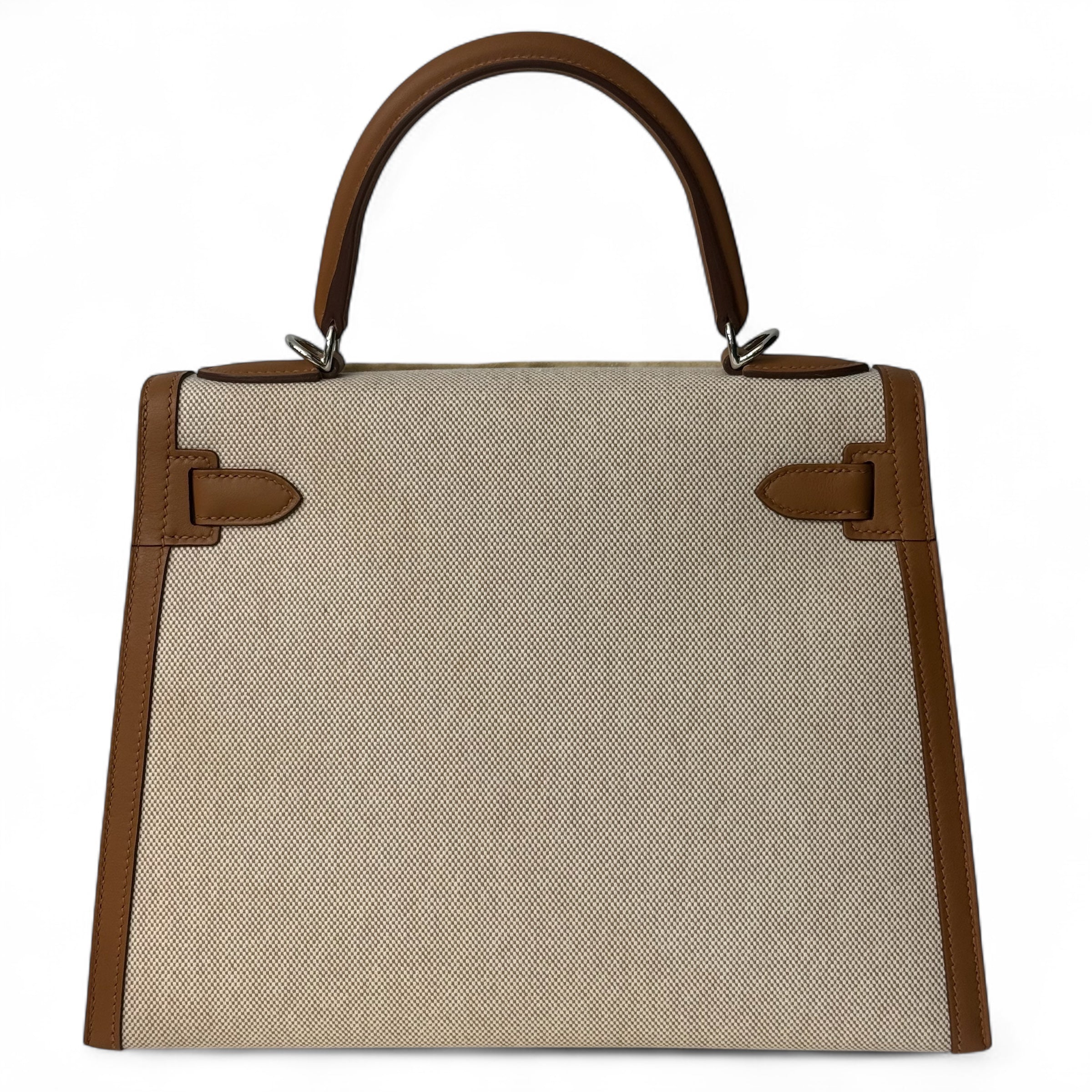 Hermès - Sac Kelly 28 cuir et toile