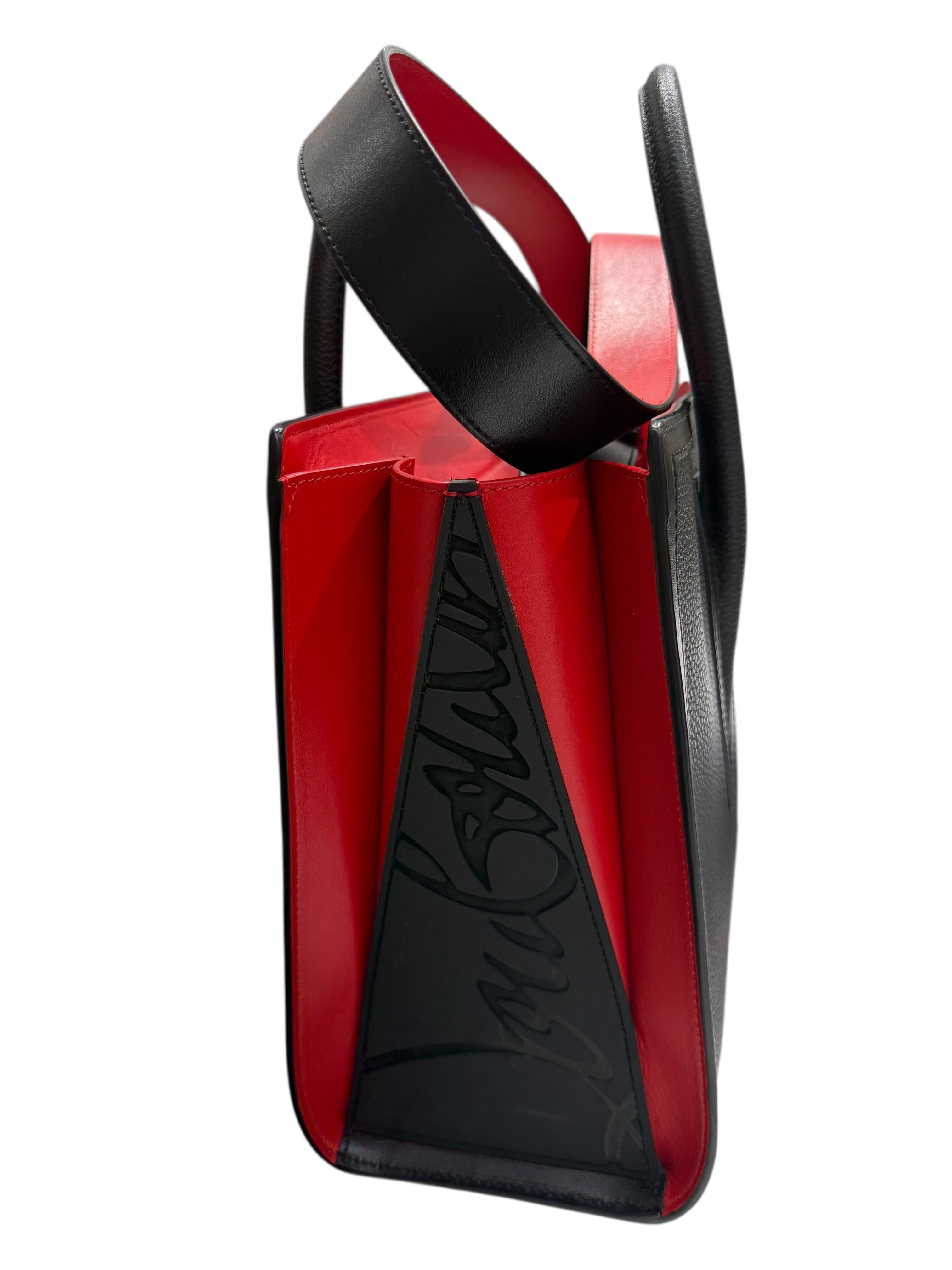 Louboutin - Sac cabas Paloma en cuir noir et rouge