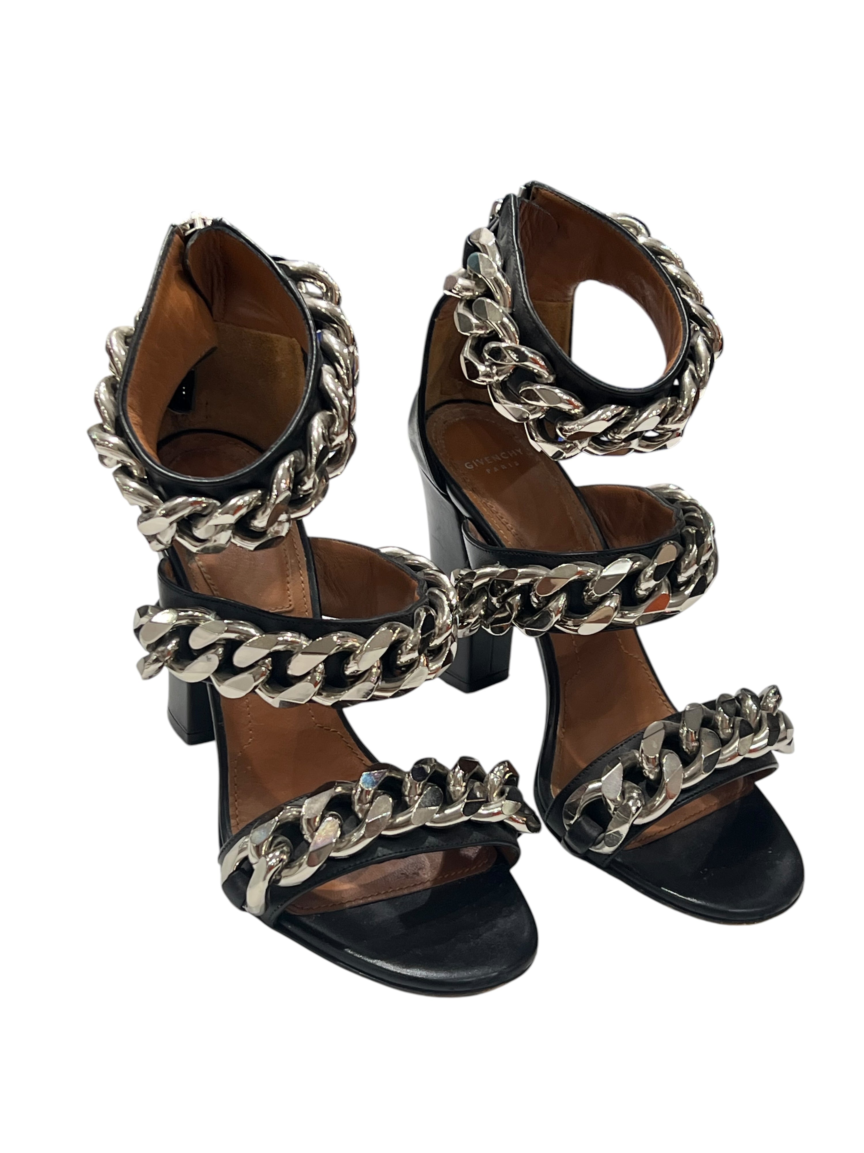 Givenchy – Sandalen mit Absatz und 3 Ketten, Größe 36