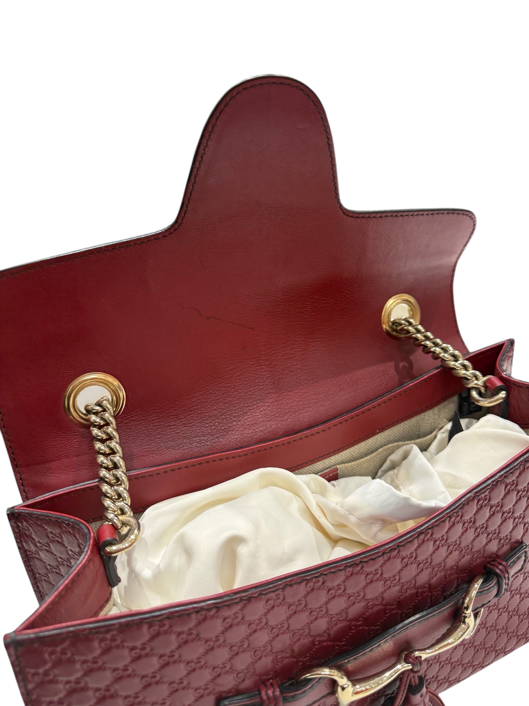Gucci - Sac Emily cuir monogramme bordeaux