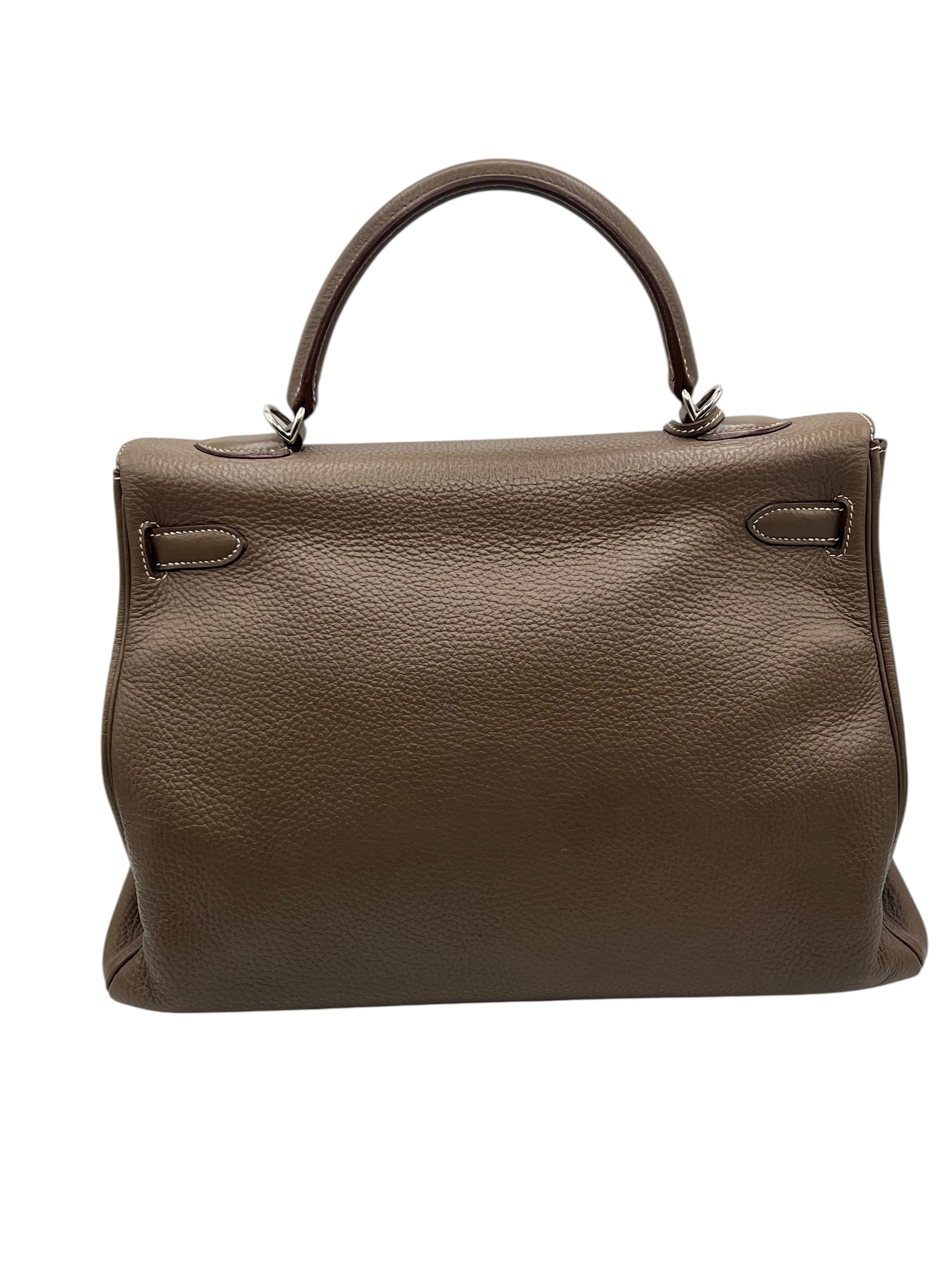 Hermès - sac Kelly 35 cuir Togo étoupe PHW