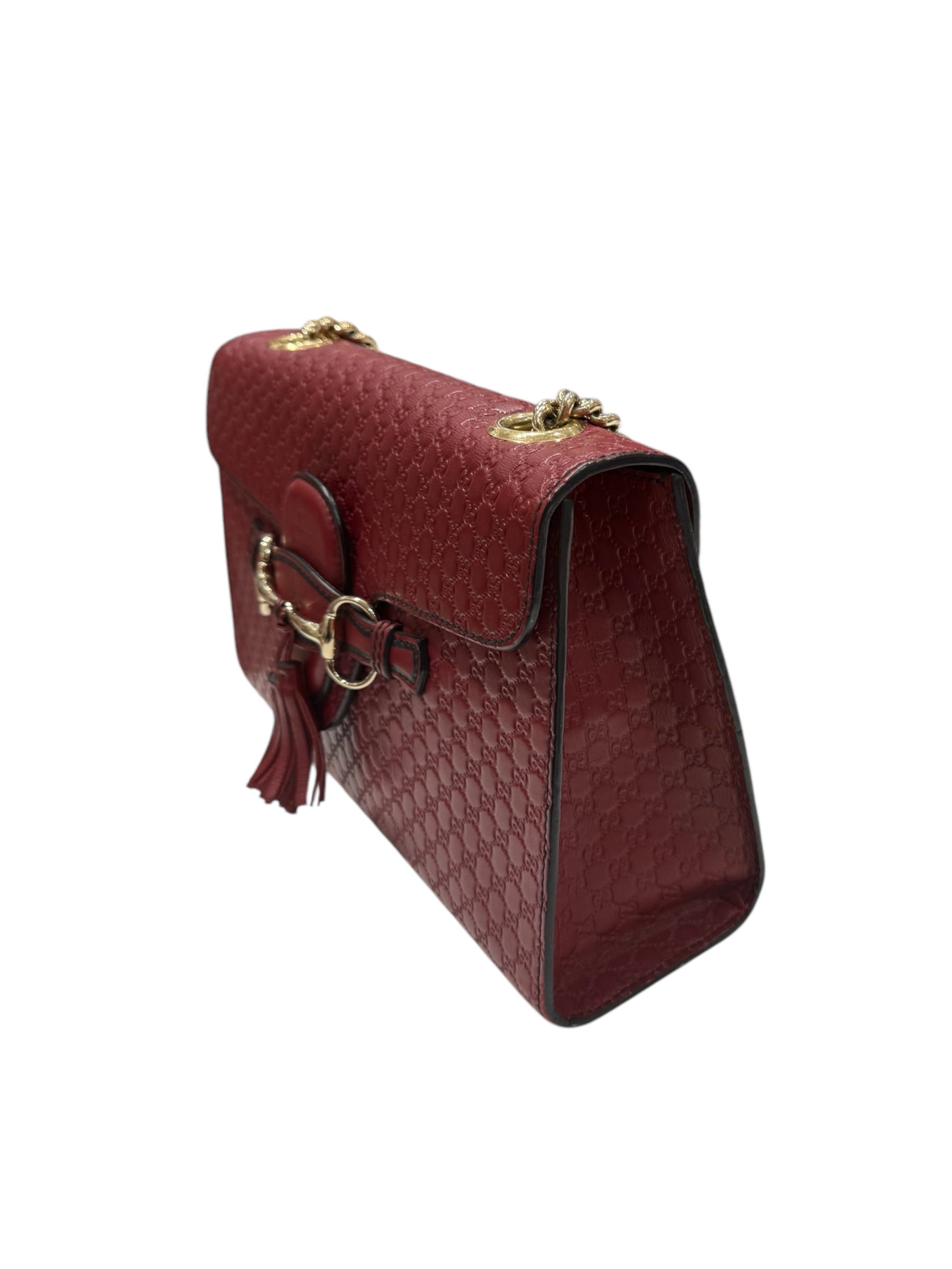 Gucci - Sac Emily cuir monogramme bordeaux