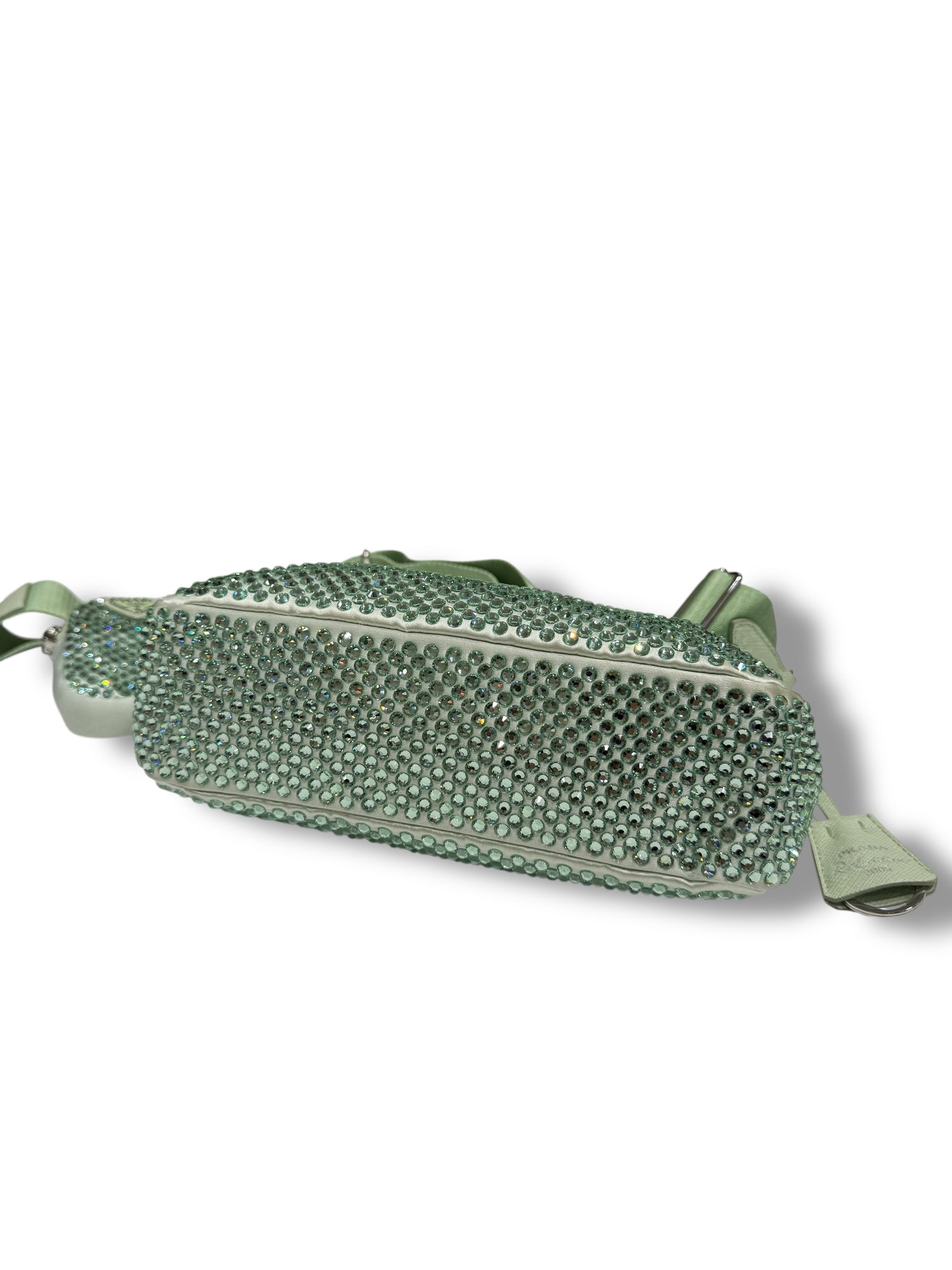 Prada - Sac Ré-edition 2005 a satin a Cristaux Vert d’eau