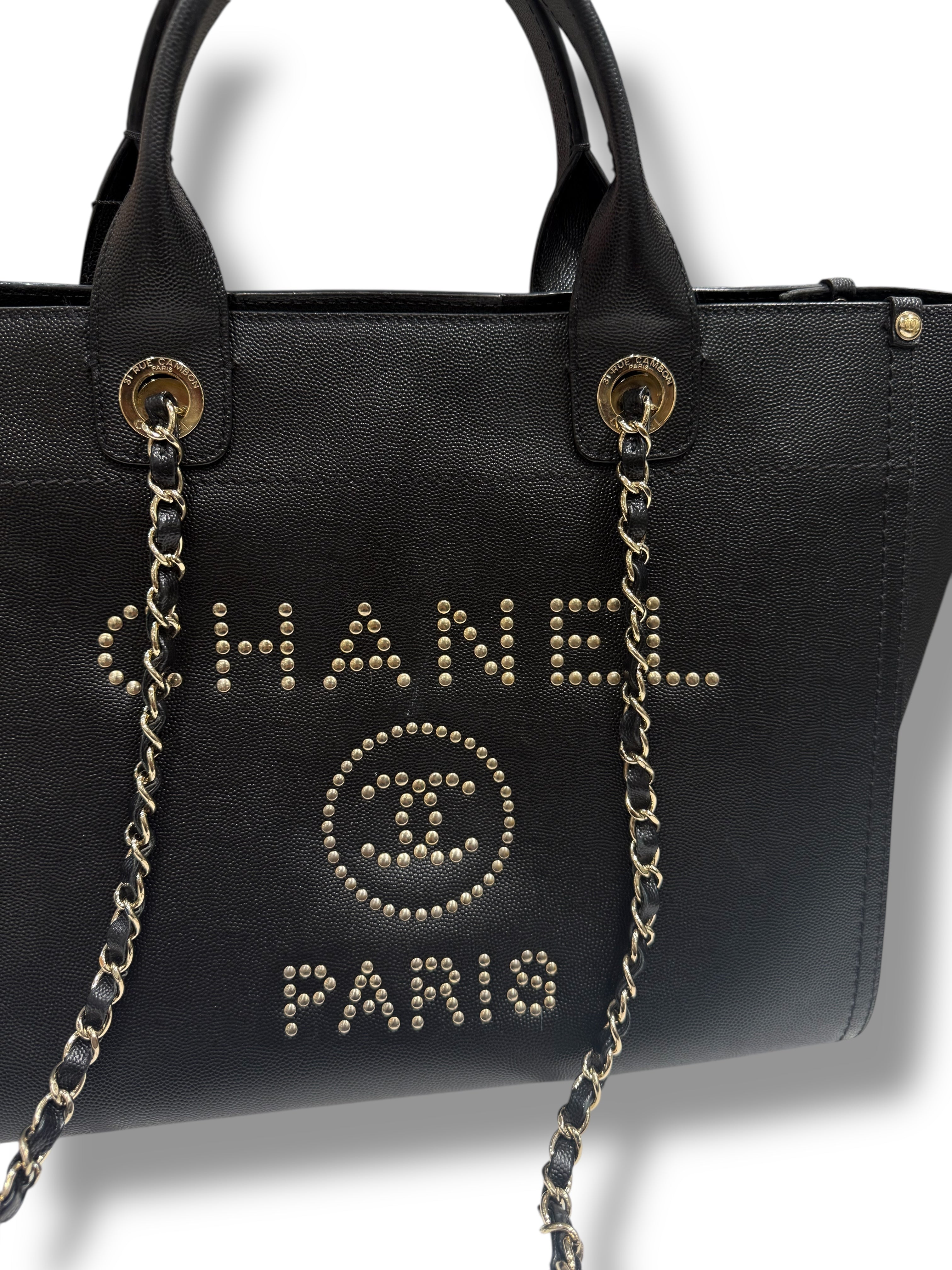 Chanel - Sac Deauville MM cuir noir