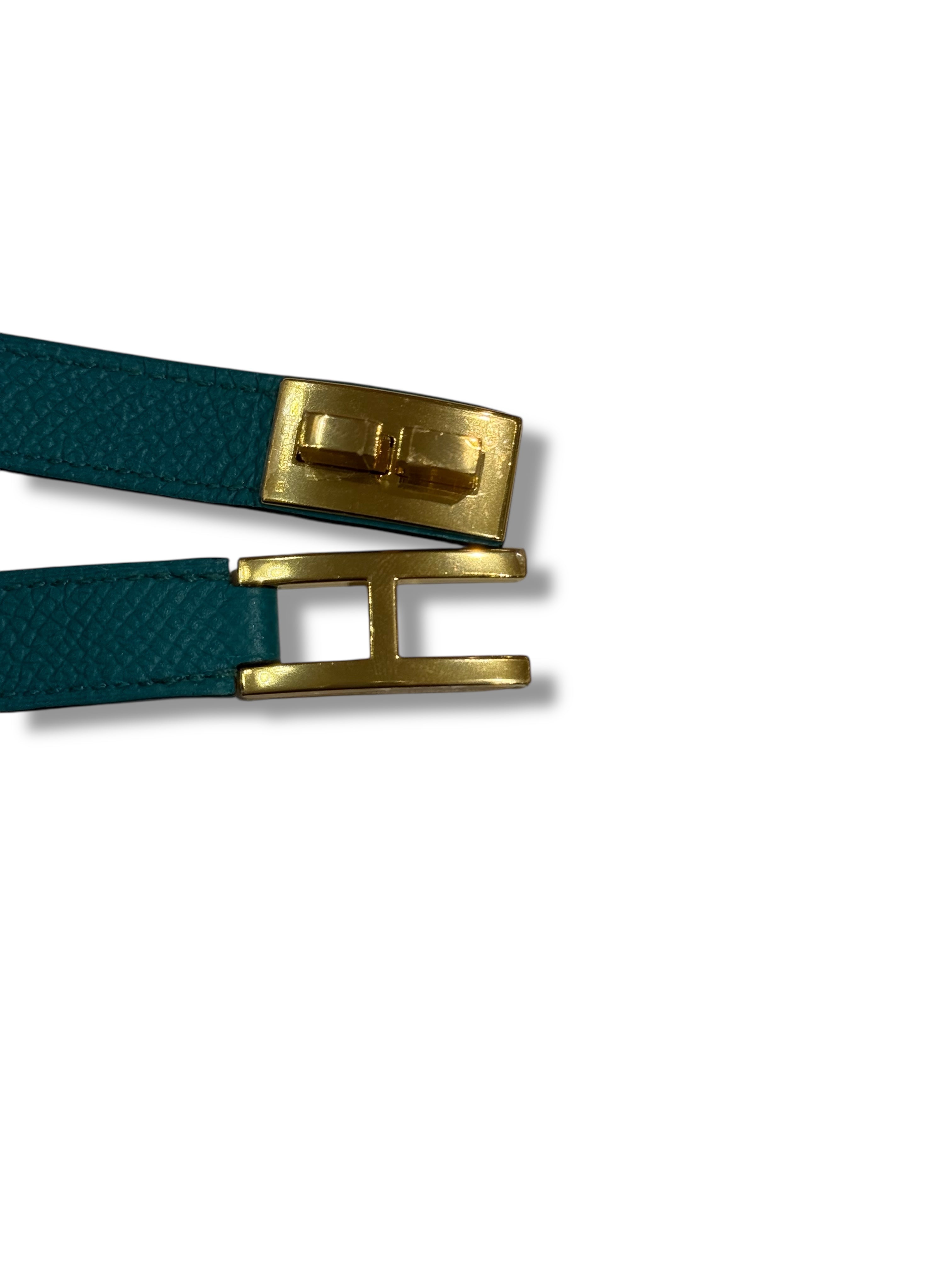 Hermès - Bracelet double tour Drag bleu GHW