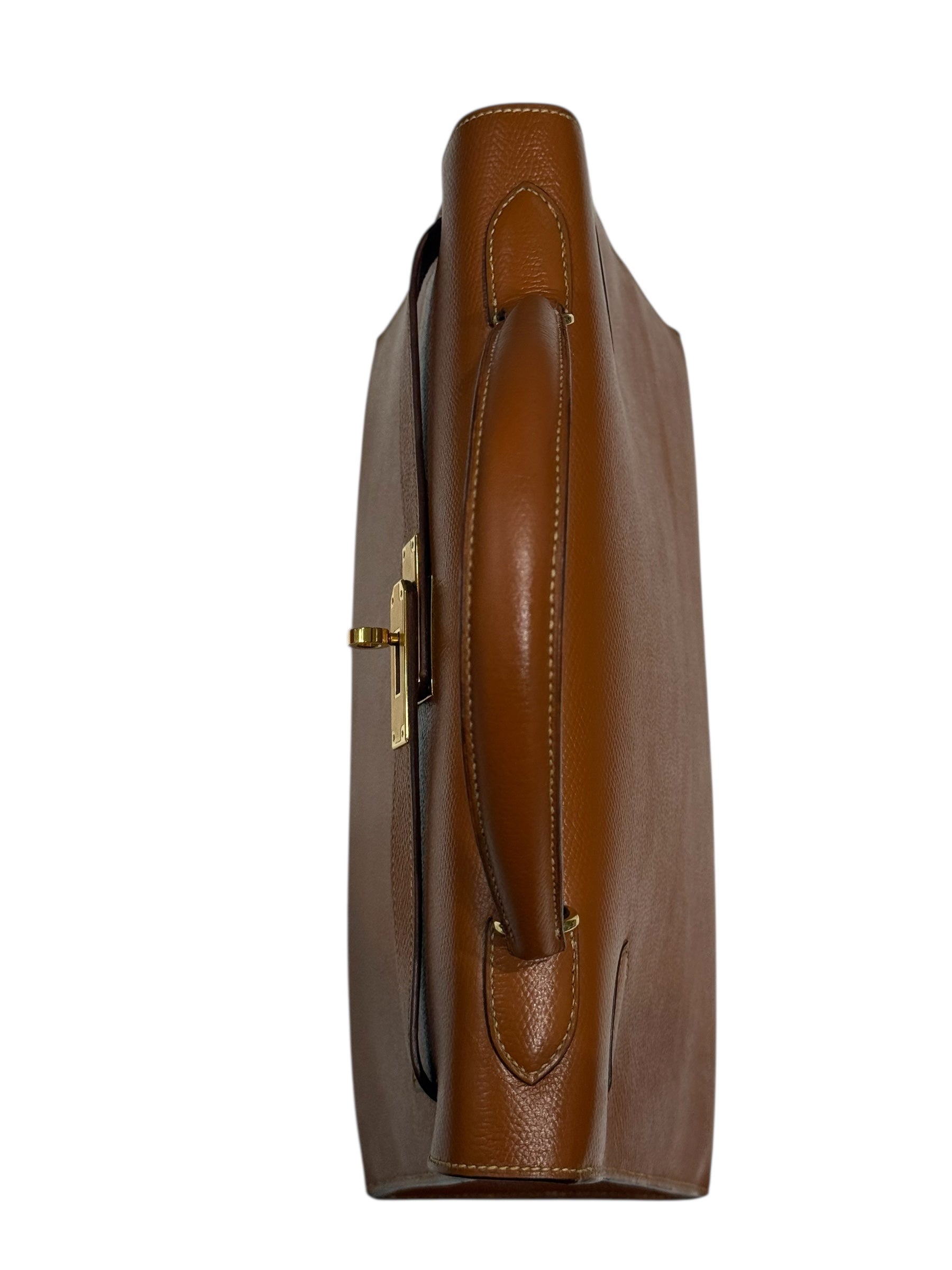 Hermès - Sac Kelly 32 Sellier Courchevel Gold vintage GHW
