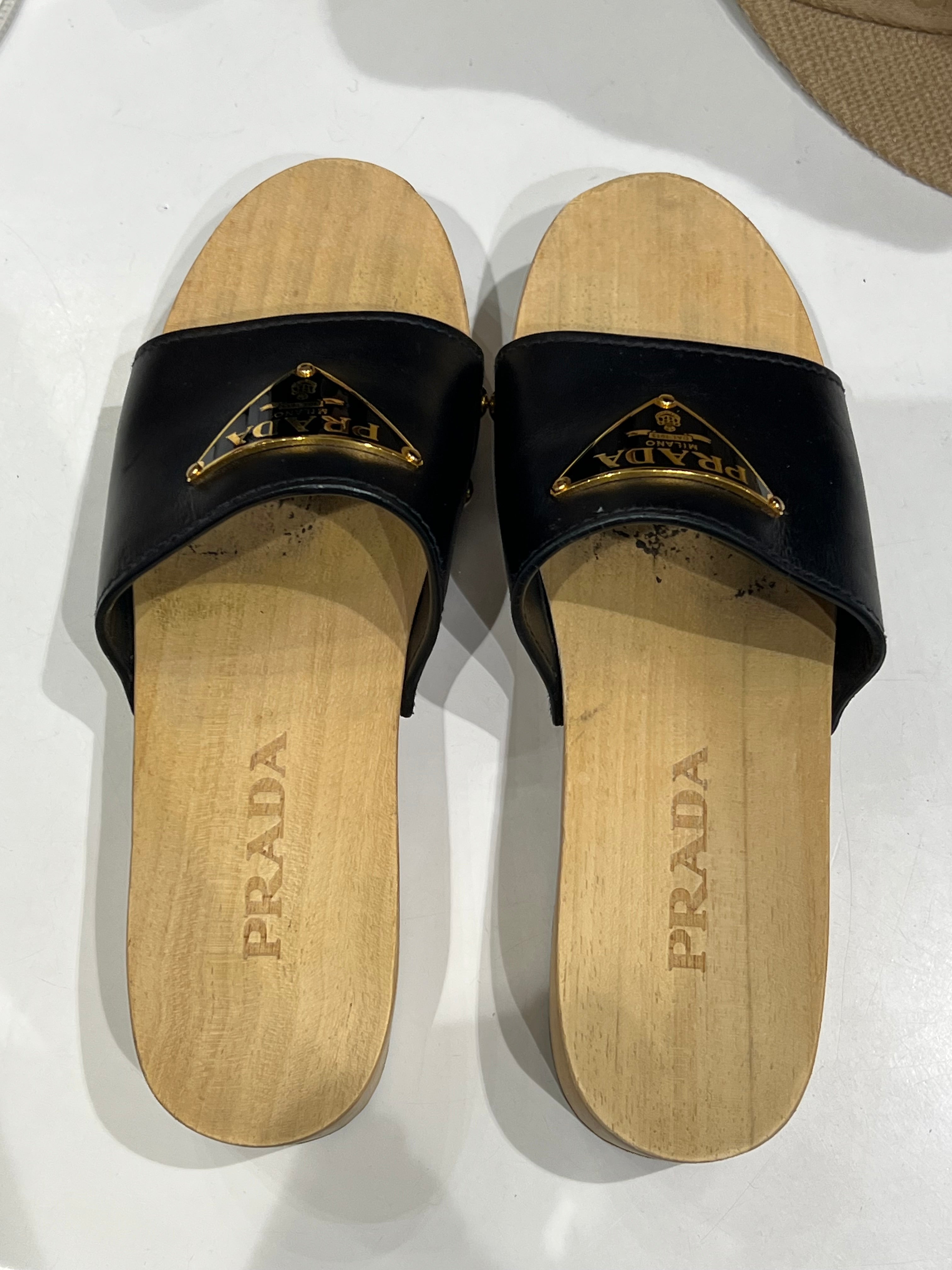 PRADA - mules sabots cuir noir T36