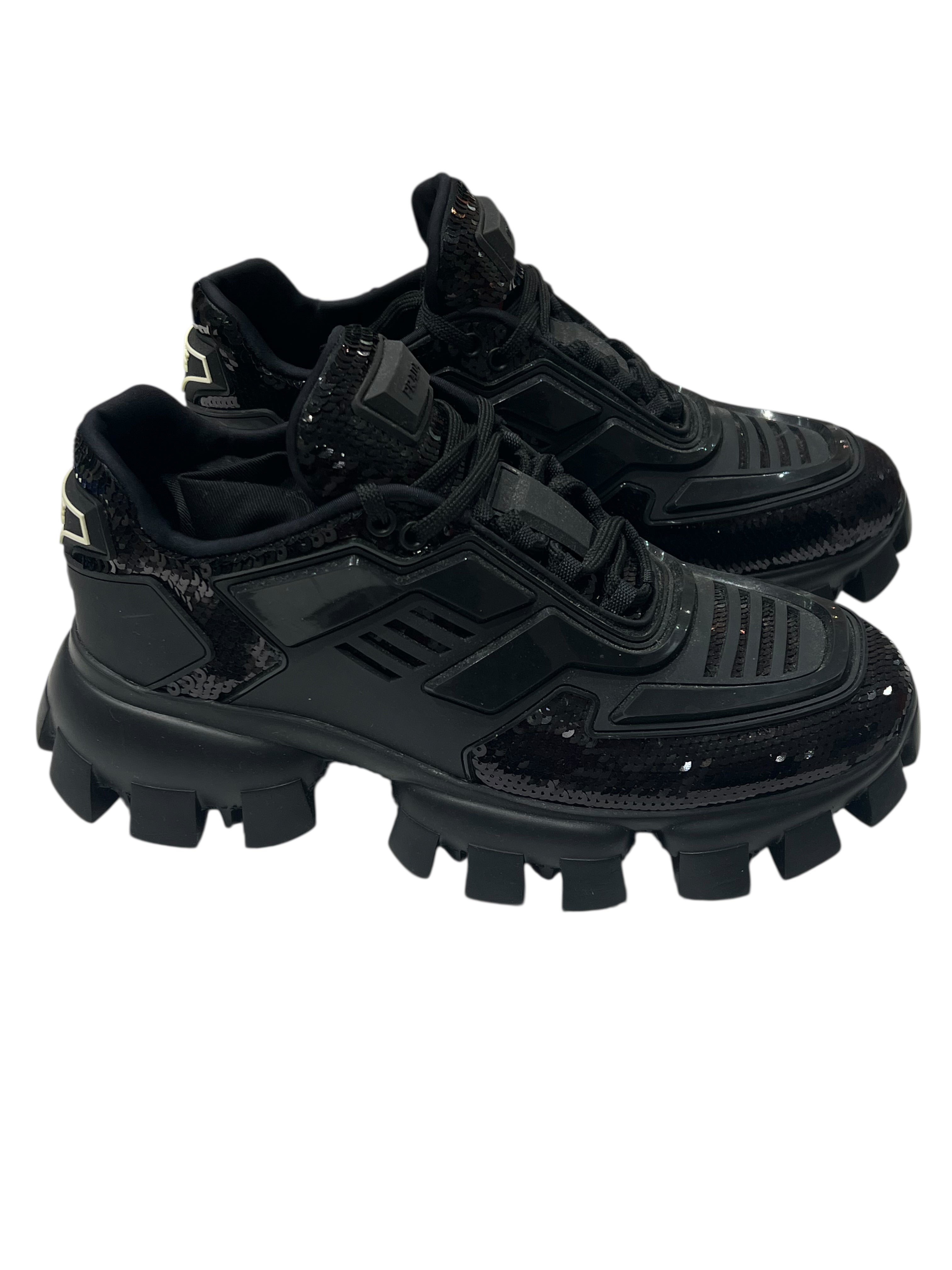 Prada - Sneakers cloudbust thunder noires sequins t40