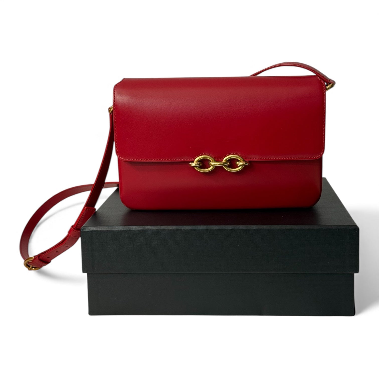 Saint Laurent - Sac Le Maillon en cuir rouge