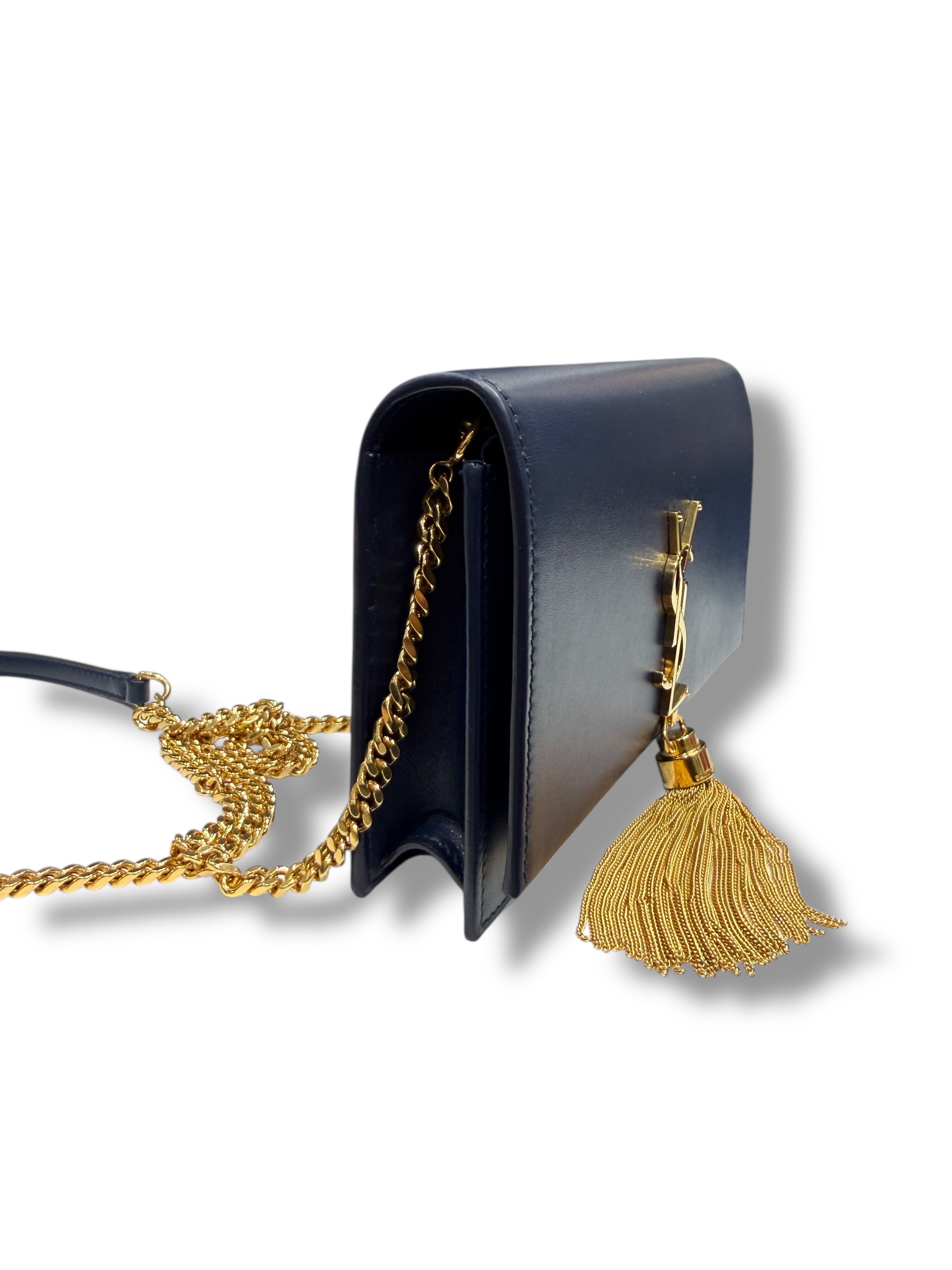 Saint Laurent - Sac Wallet on chain Kate Bleu navy