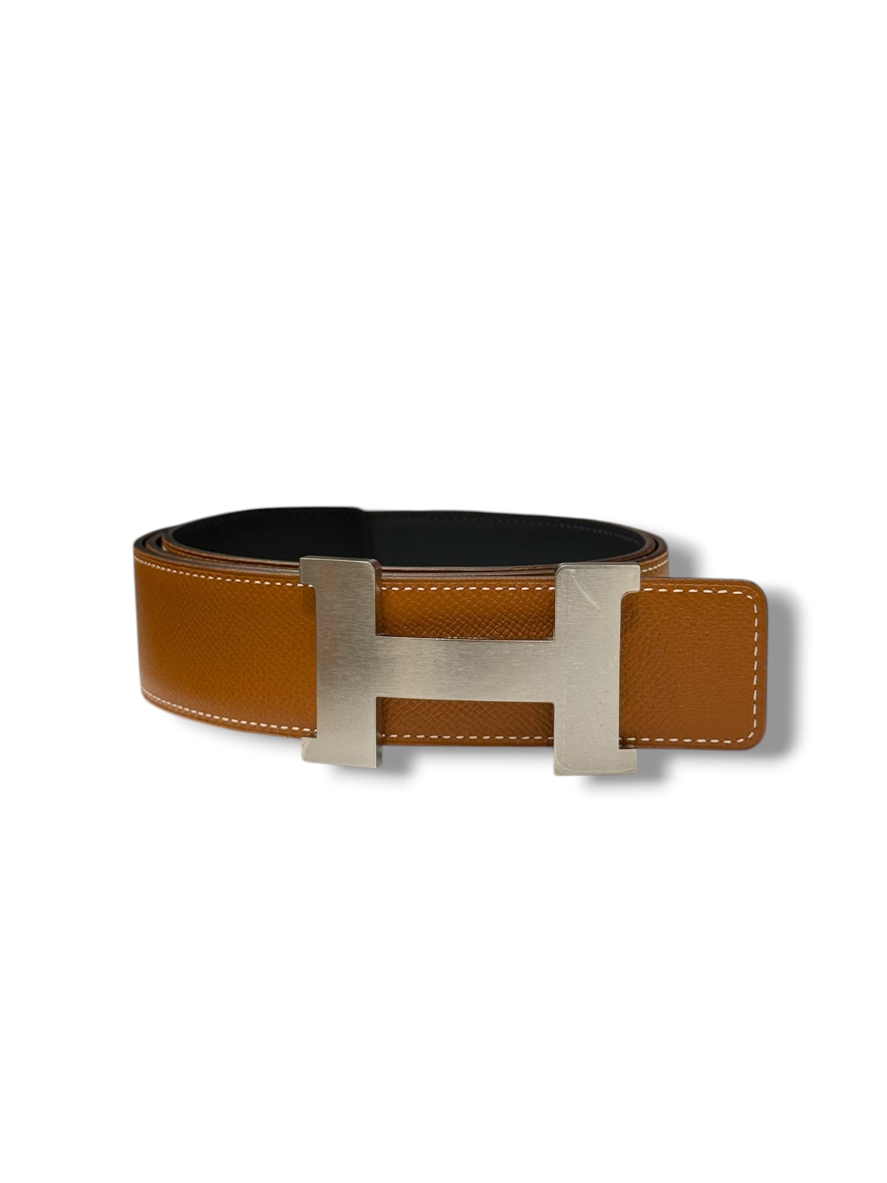 Hermès - cintura H Constance maxi nera reversibile Gold T100
