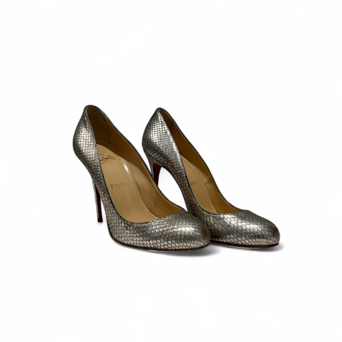 Louboutin - Silver python pumps