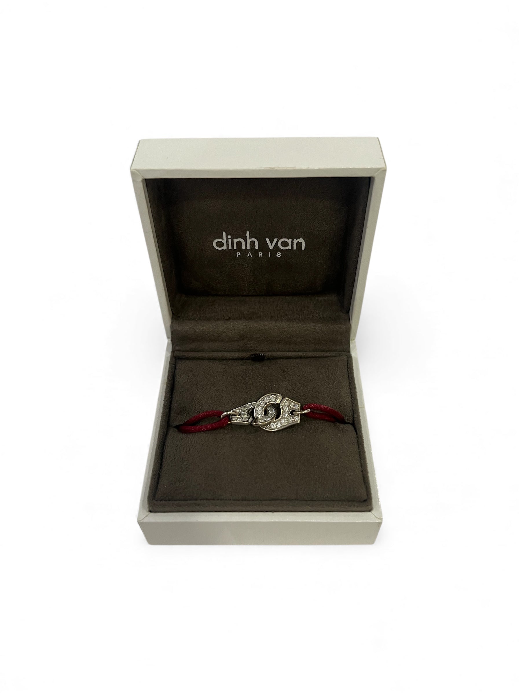 Dinh Van - Bracelet Menottes Force 10 MM pavées diamants sur cordon