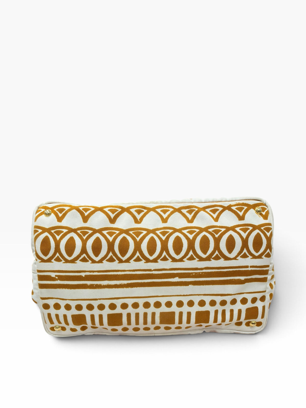 Prada - Sac cabas Canapa imprimé toile marron doré et blanc