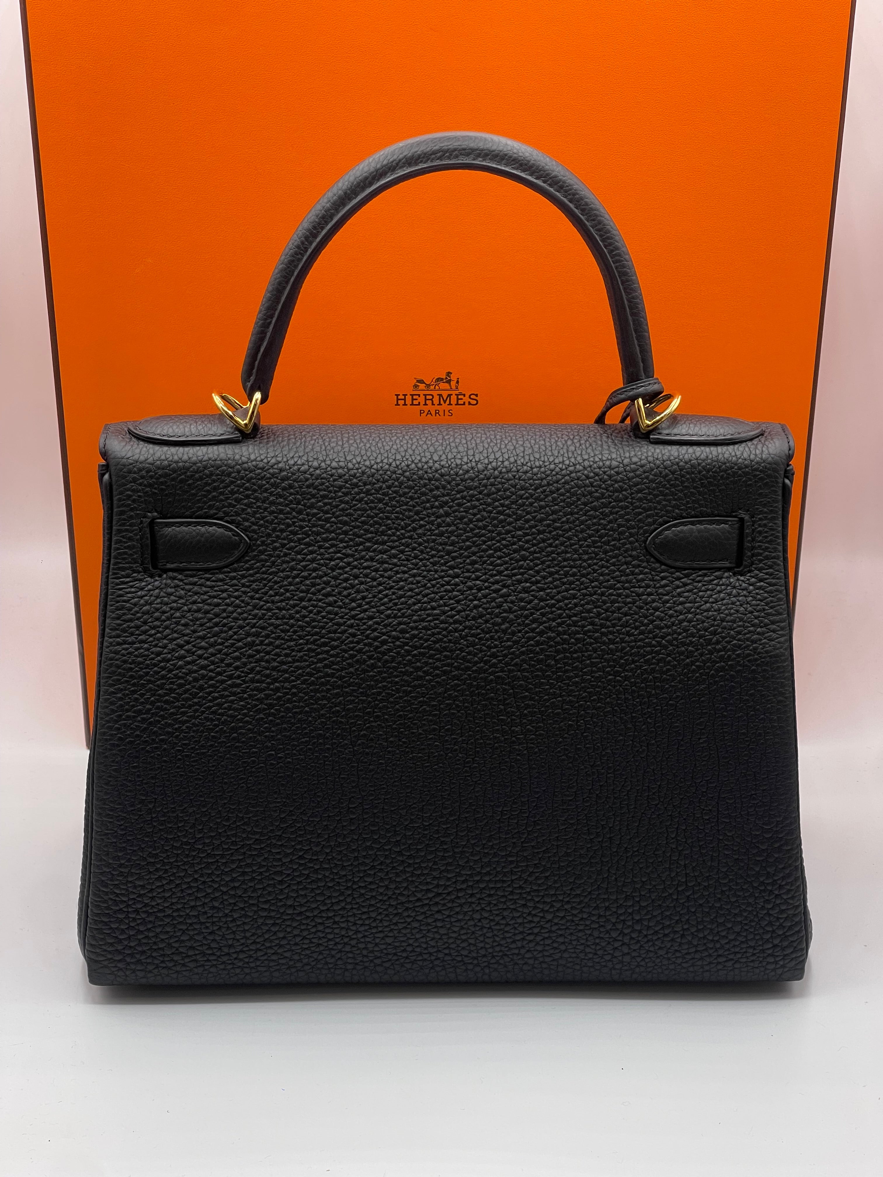 Hermès - Sac Kelly 28 Togo retourné nero