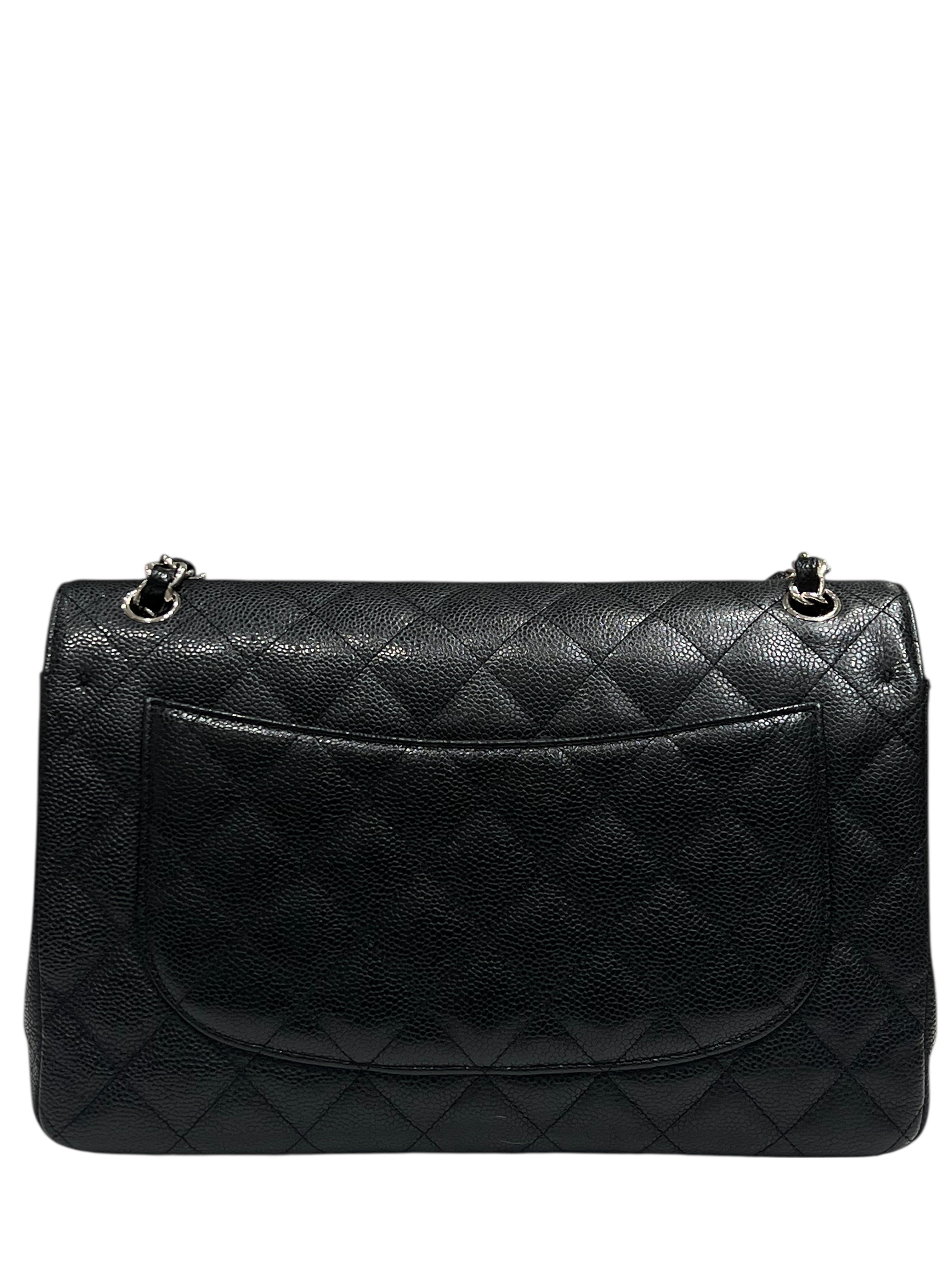 Chanel - sac classique jumbo cuir caviar noir
