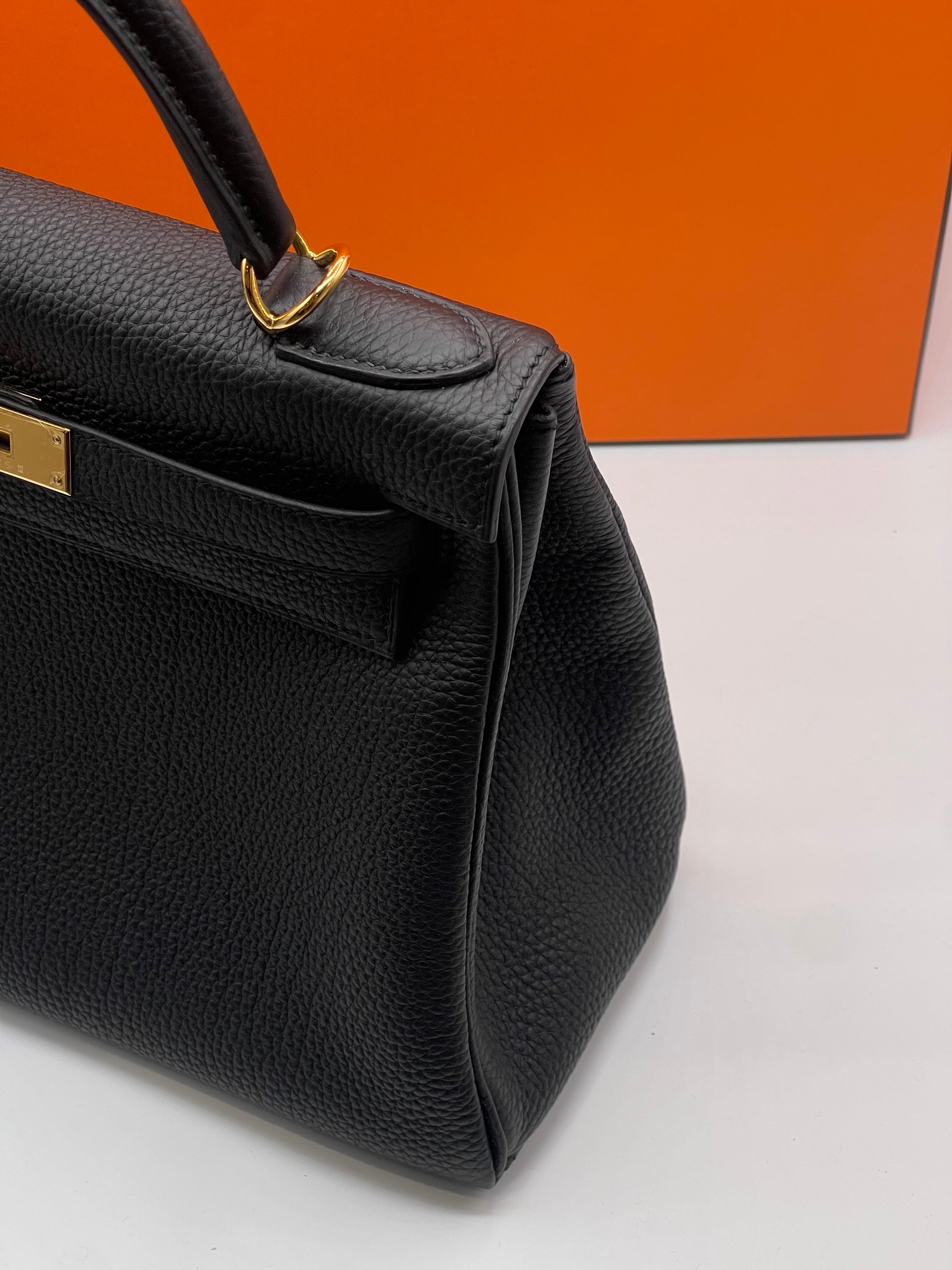 Hermès - Sac Kelly 28 Togo retourné nero