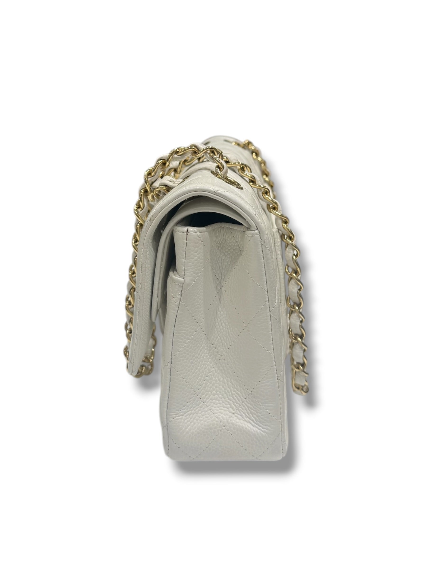 Chanel Sac Timeless 25 Cuir Caviar Blanc | Les Folies d’Eugénie