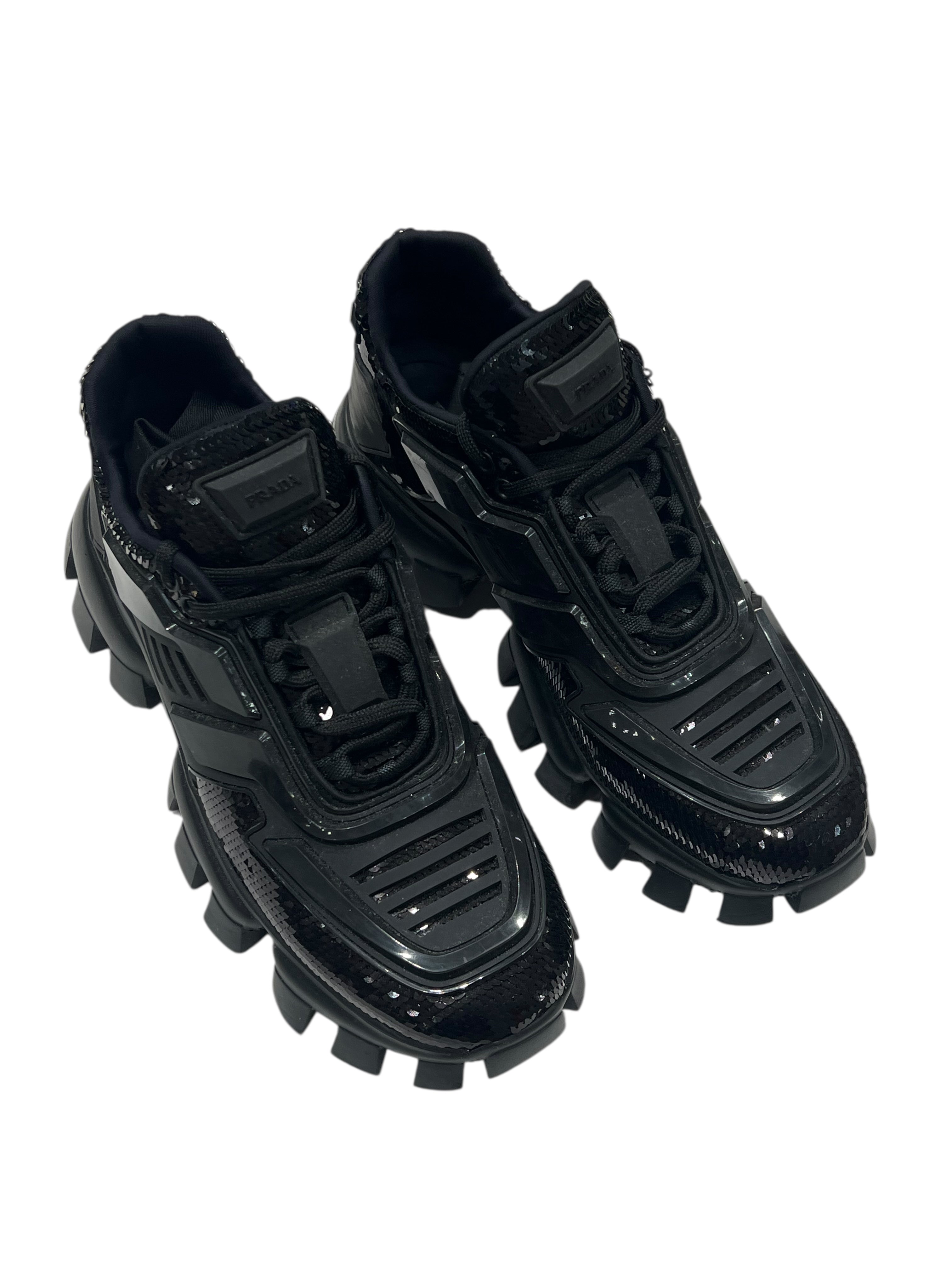 Prada - Sneakers cloudbust thunder noires sequins t40
