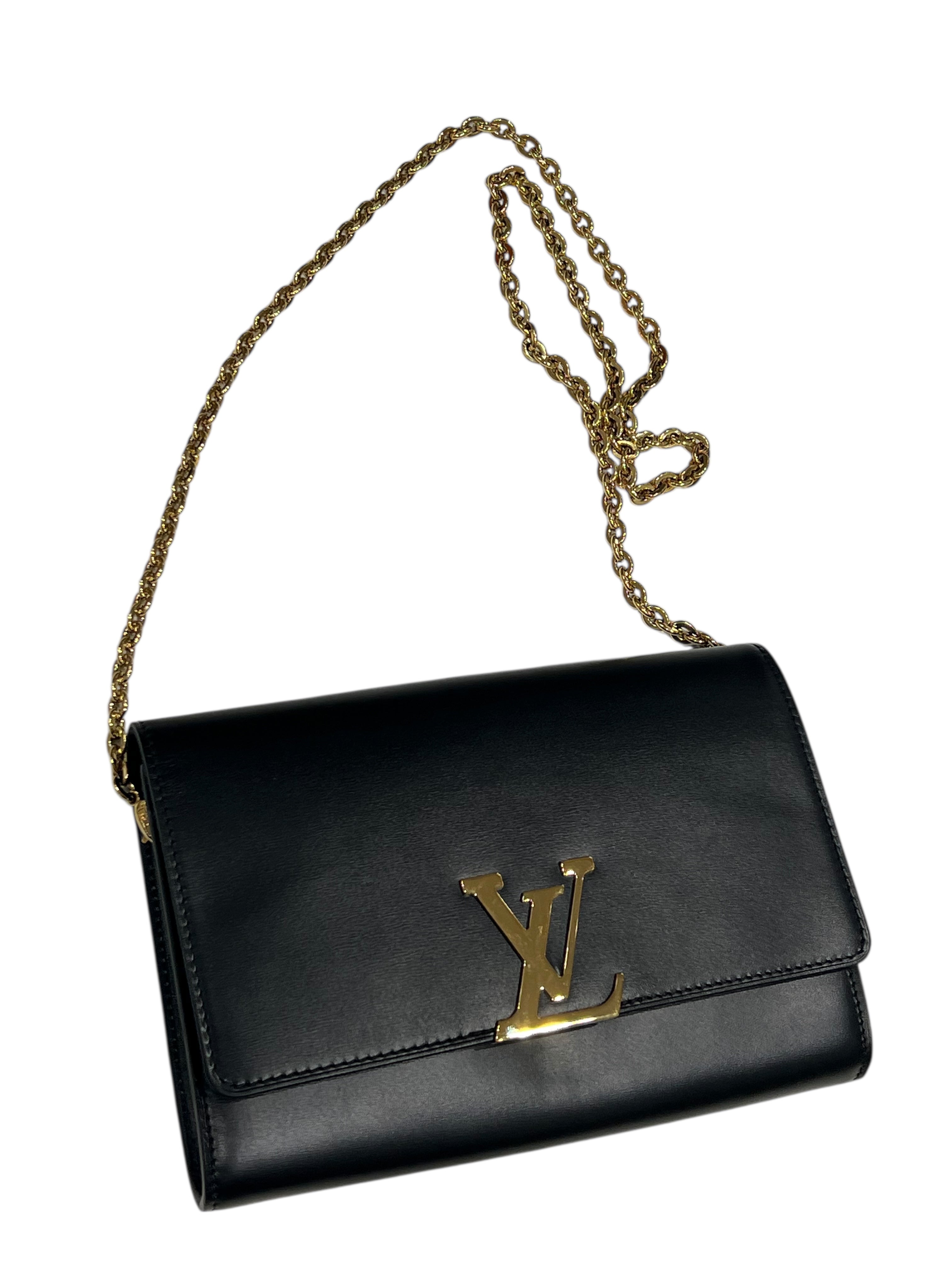 Louis Vuitton - Sac pochette Louise cuir noir