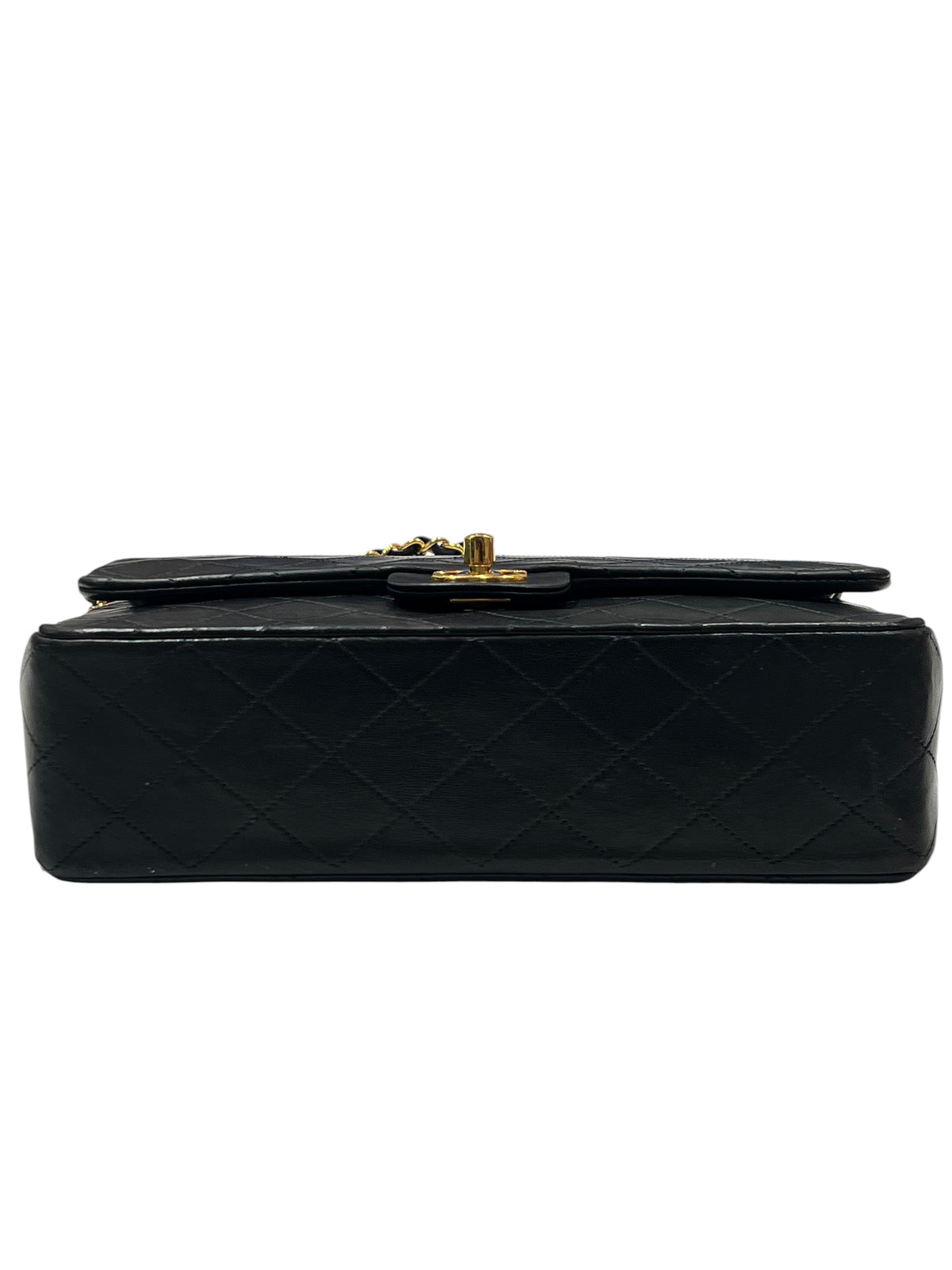 Chanel – klassische Timeless 11:12 Vintage-Tasche, mittelgroß, aus schwarzem Leder