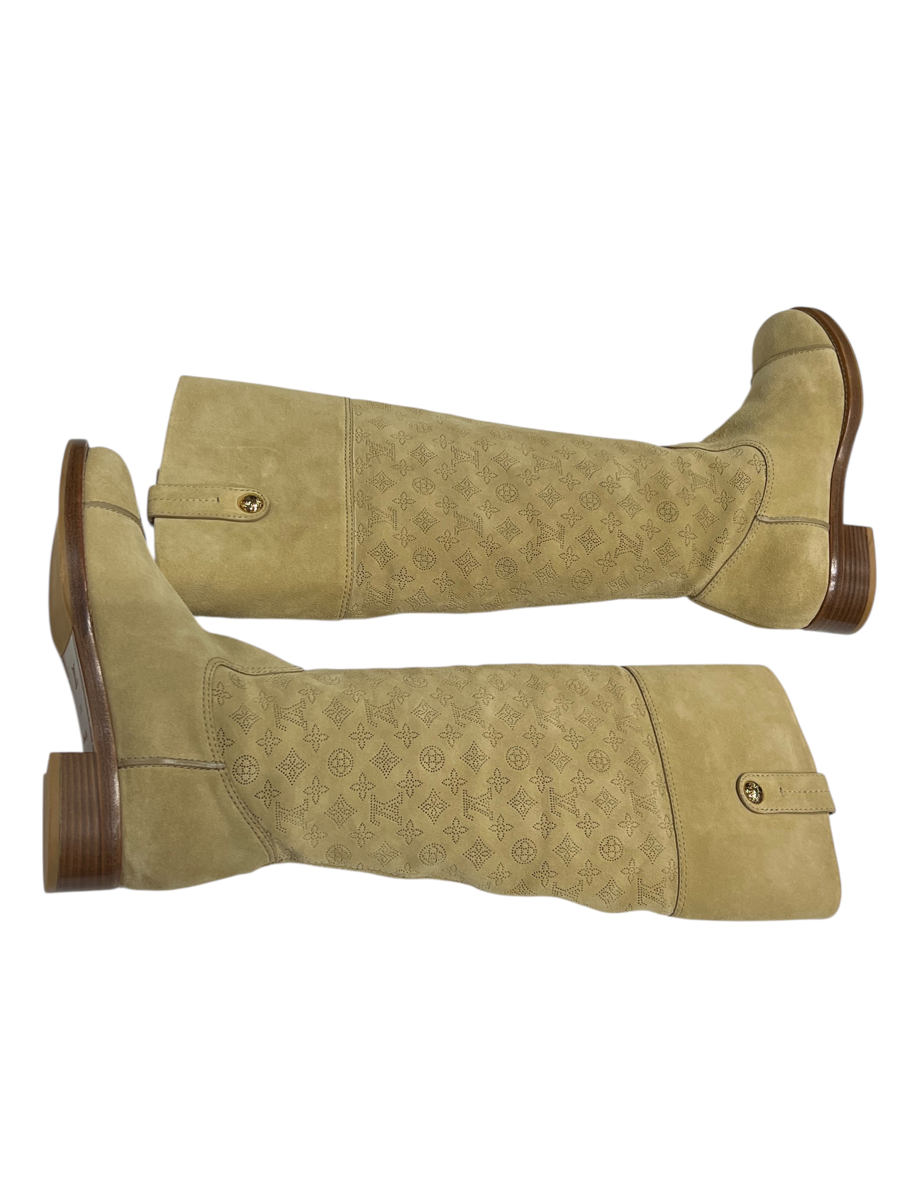Louis Vuitton - bottes Mahina daim beige T38,5