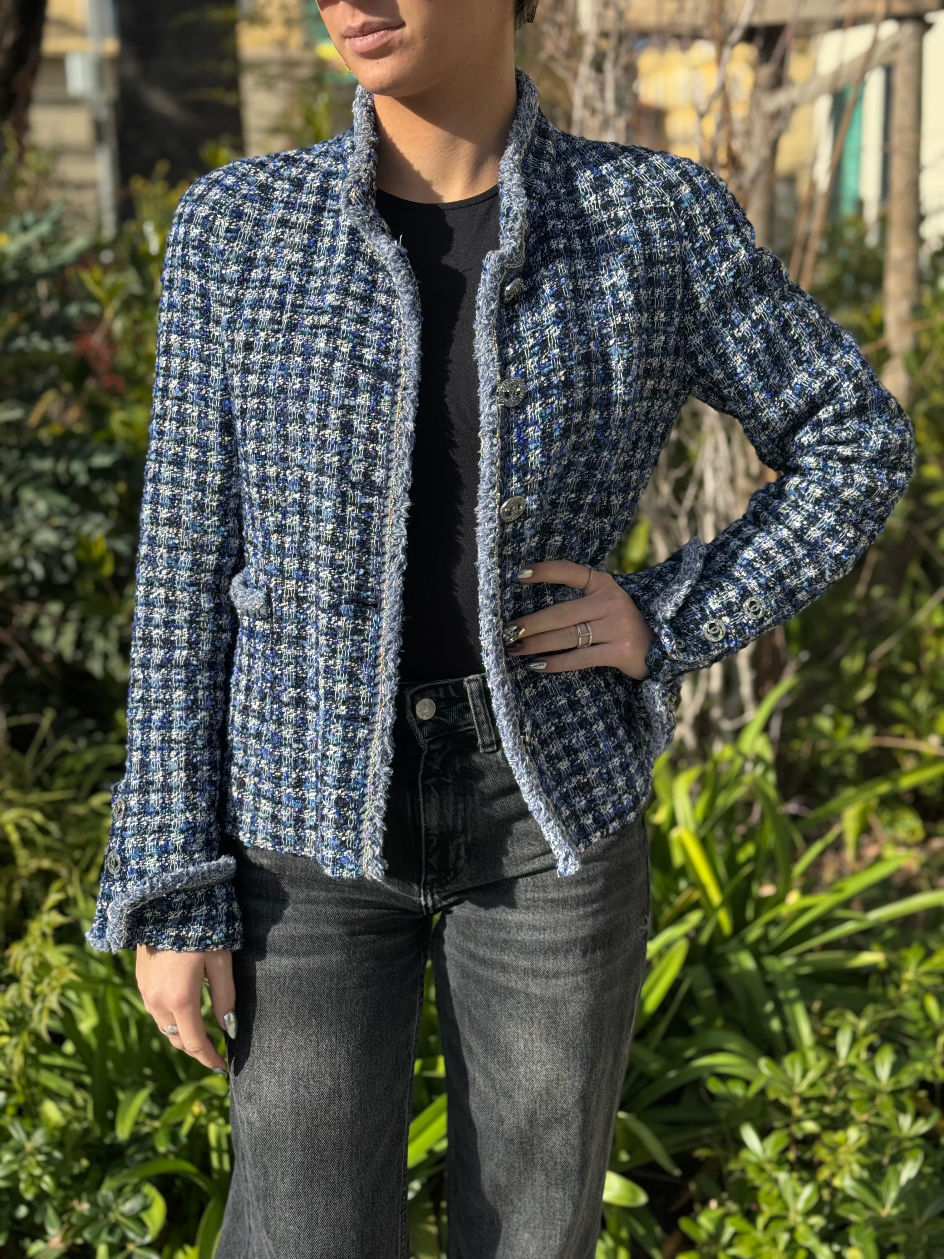 Chanel - Veste en tweed à carreaux t.36