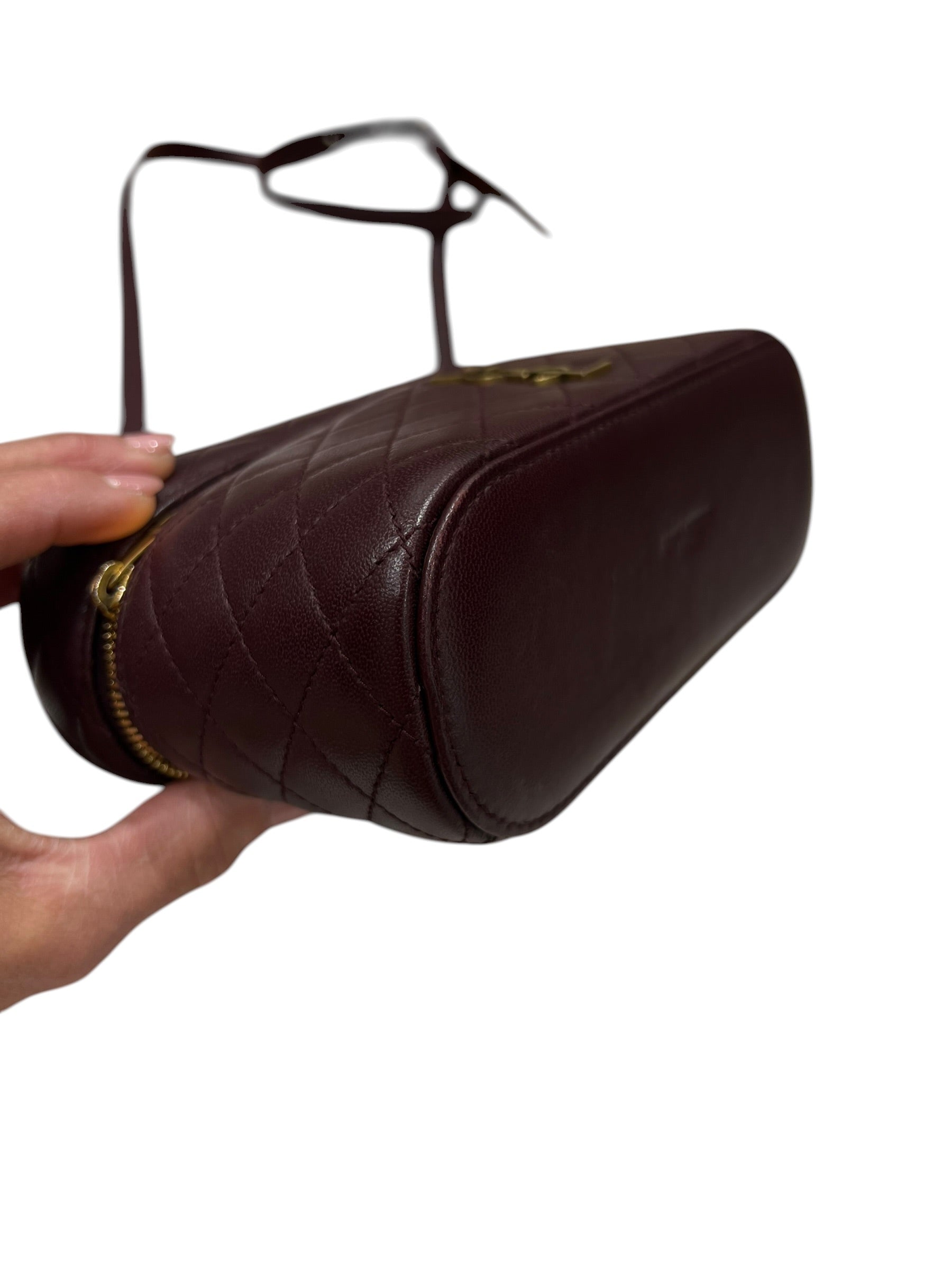 Saint Laurent - Borsa vanity Gaby in pelle bordeaux