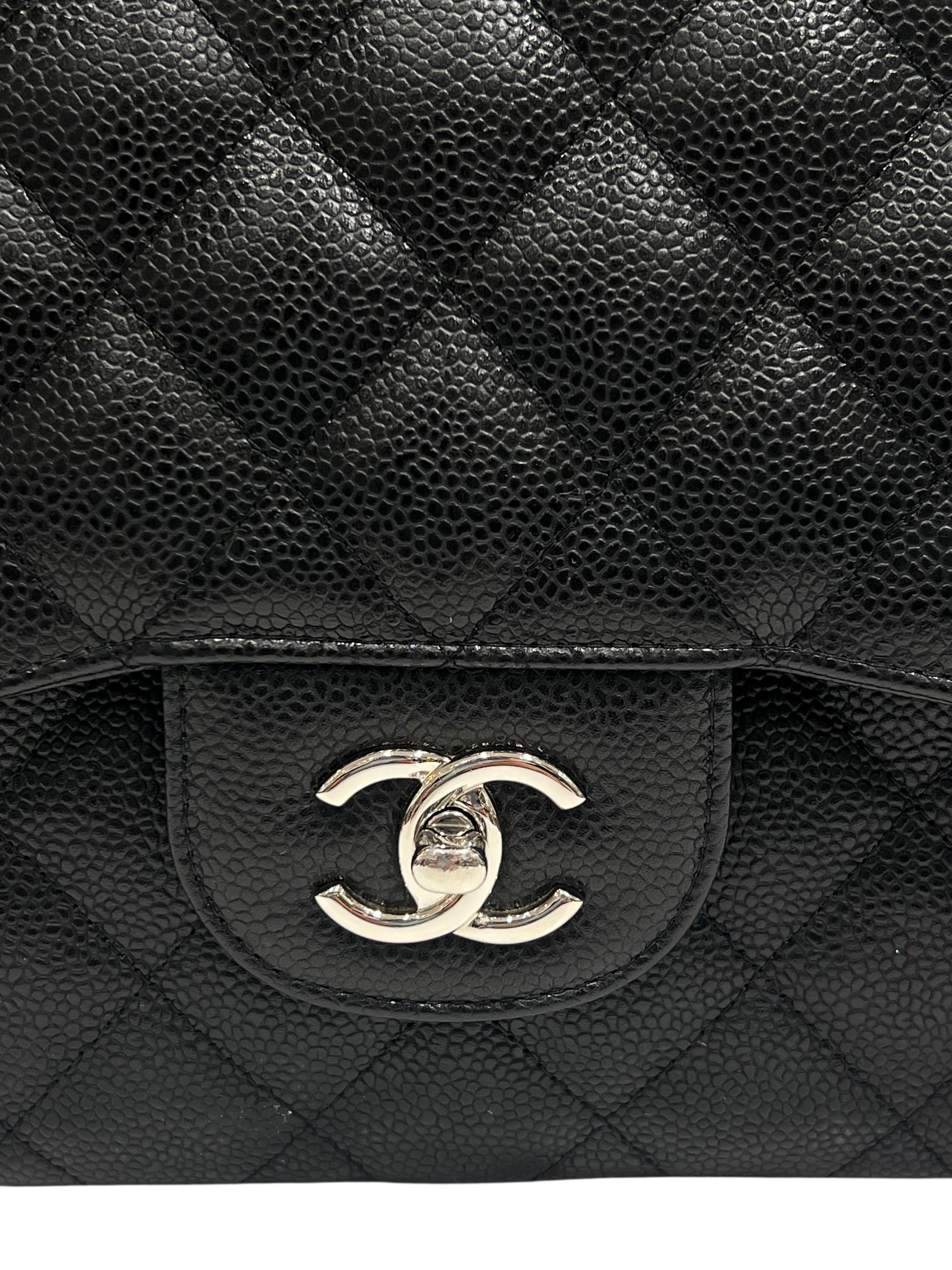 Chanel - sac classique jumbo cuir caviar noir