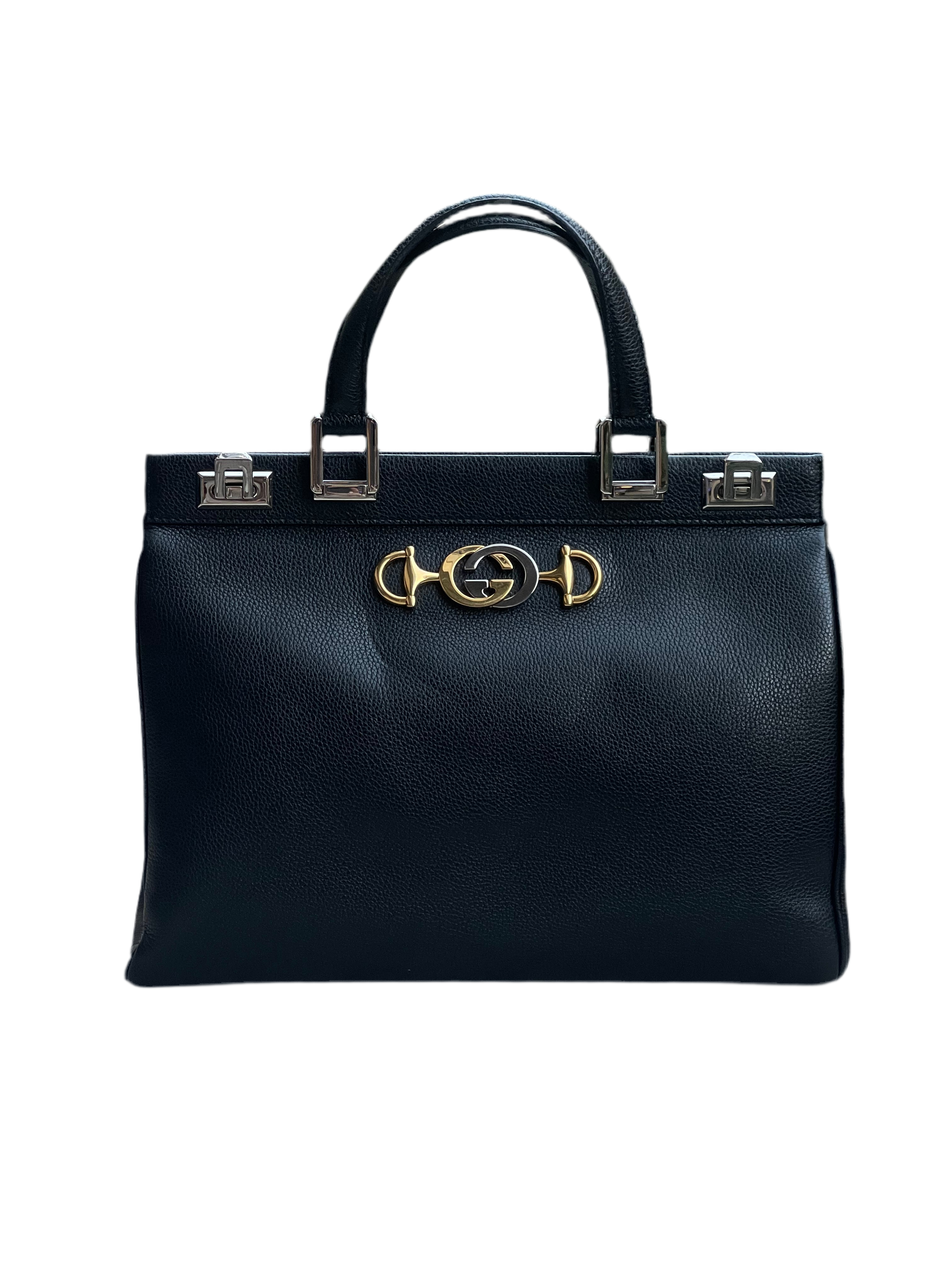 Gucci - Borsa Zumi MM in pelle nera