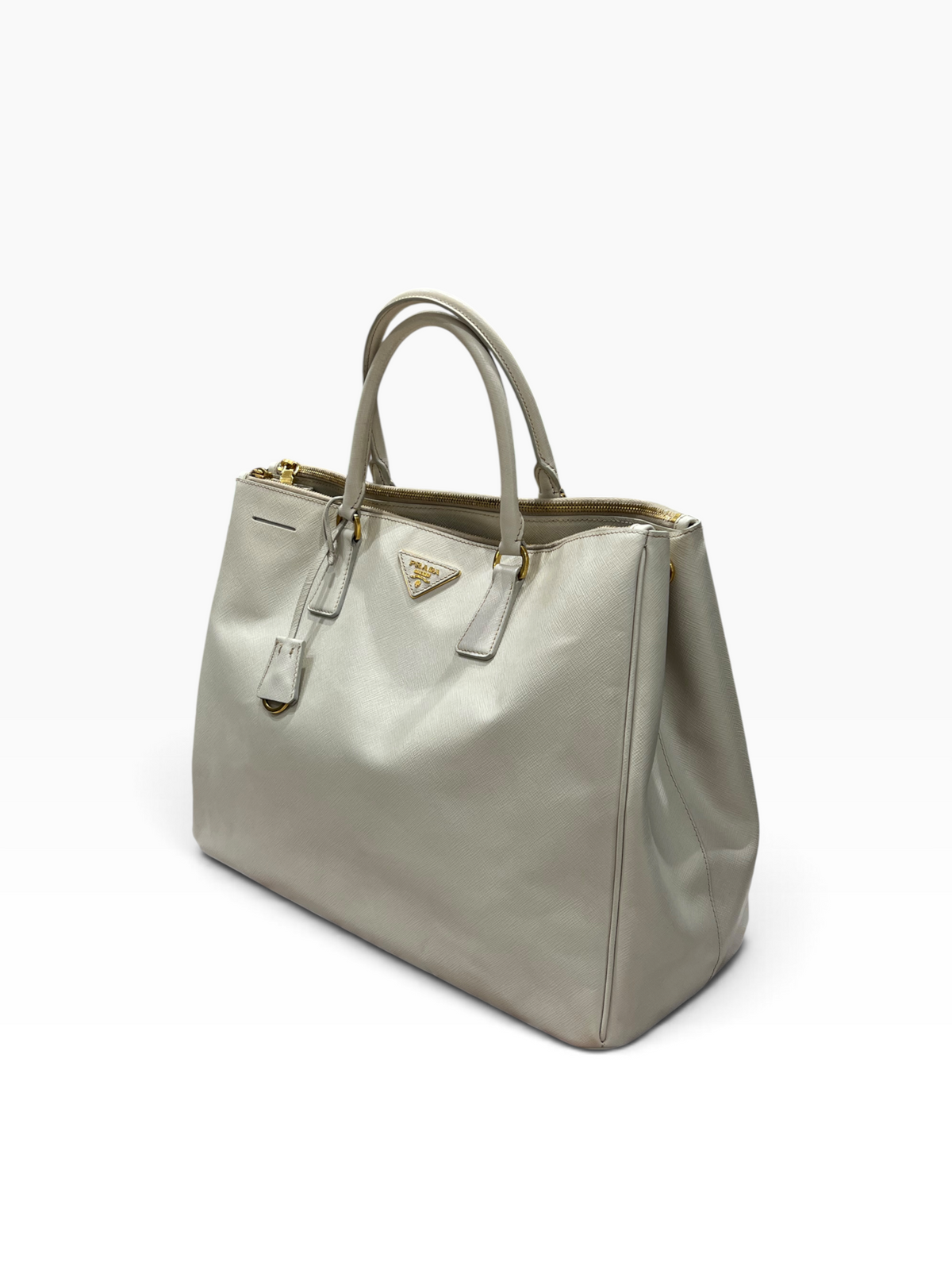 PRADA - sac galleria cuir saffiano blanc GM