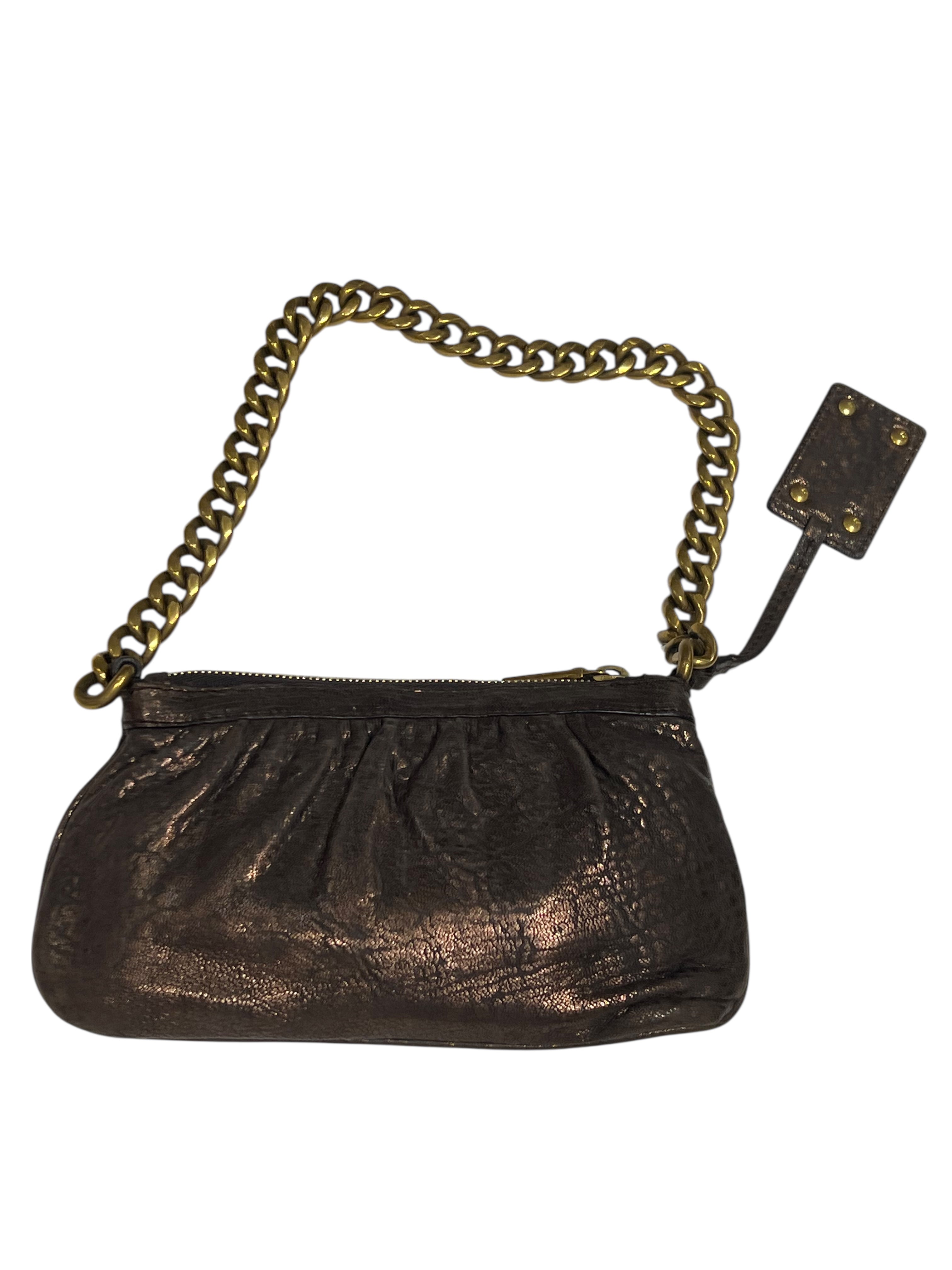 Dolce gabbana - sac soirée cuir bronze