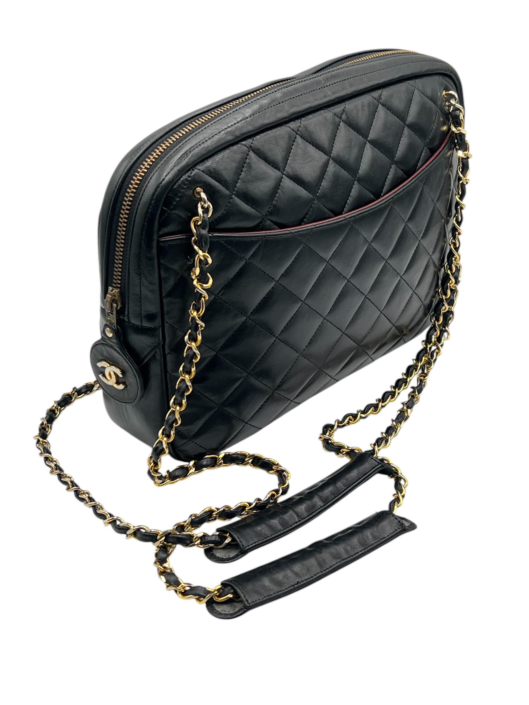 Chanel - sac caméra cuir noir vintage