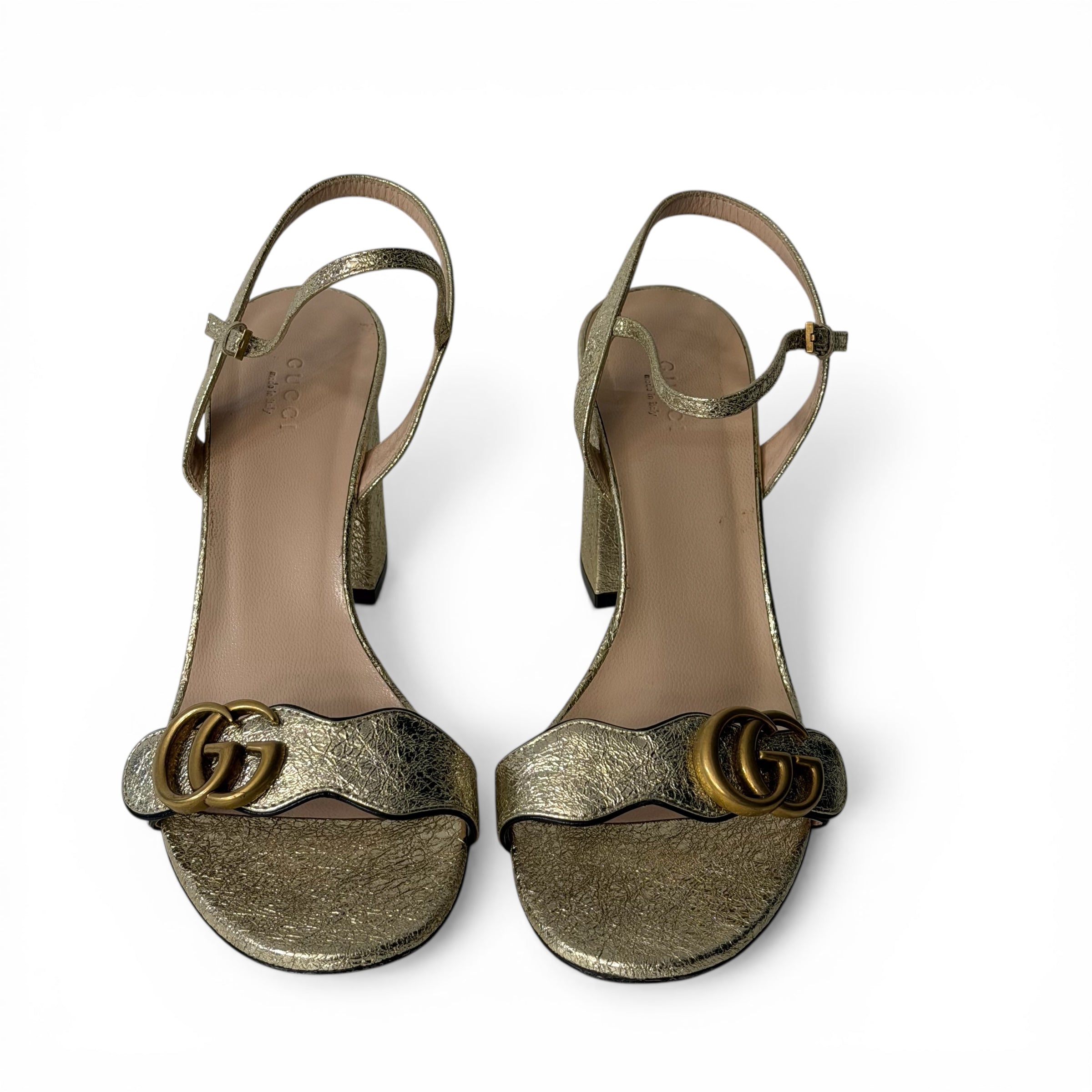 Gucci Sandales à Talons GG Marmont T.40 Dorées | Les Folies d’Eugénie
