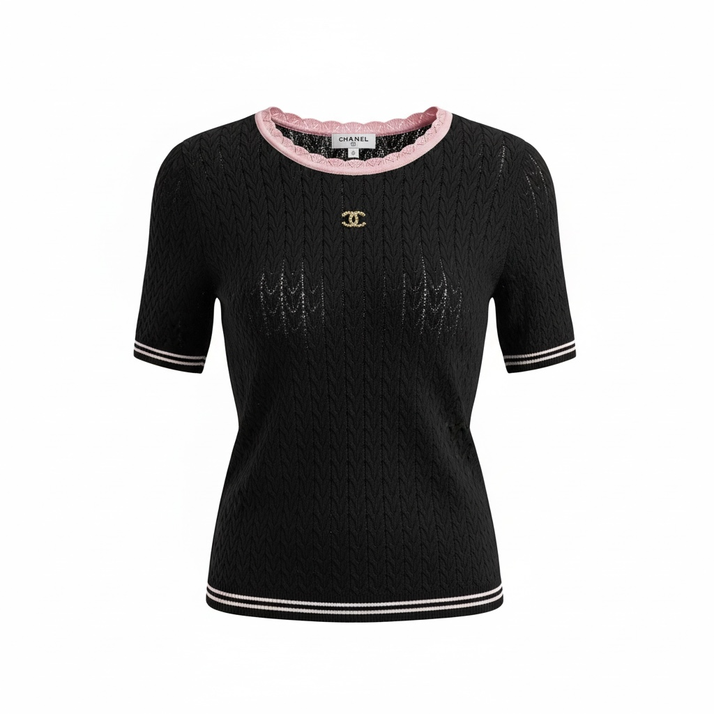 Chanel - Tee-shirt maille manches courtes t.36