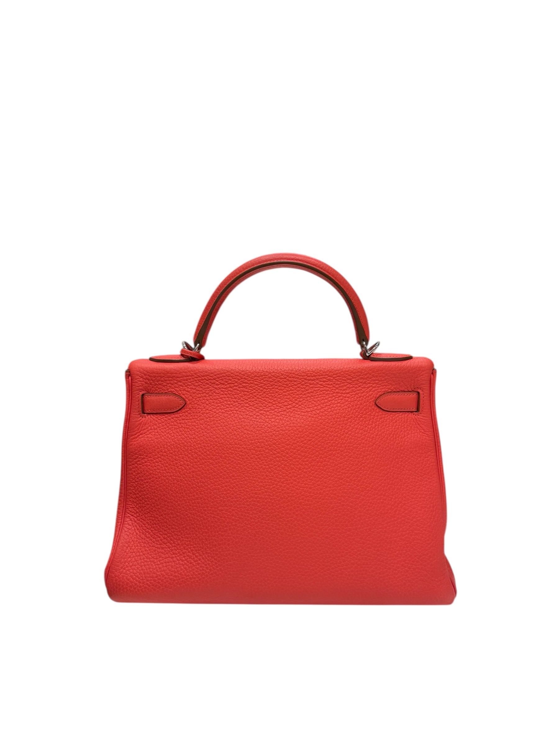 Hermès - Sac Kelly 32 clemence retourné Rose Jaipur PHW