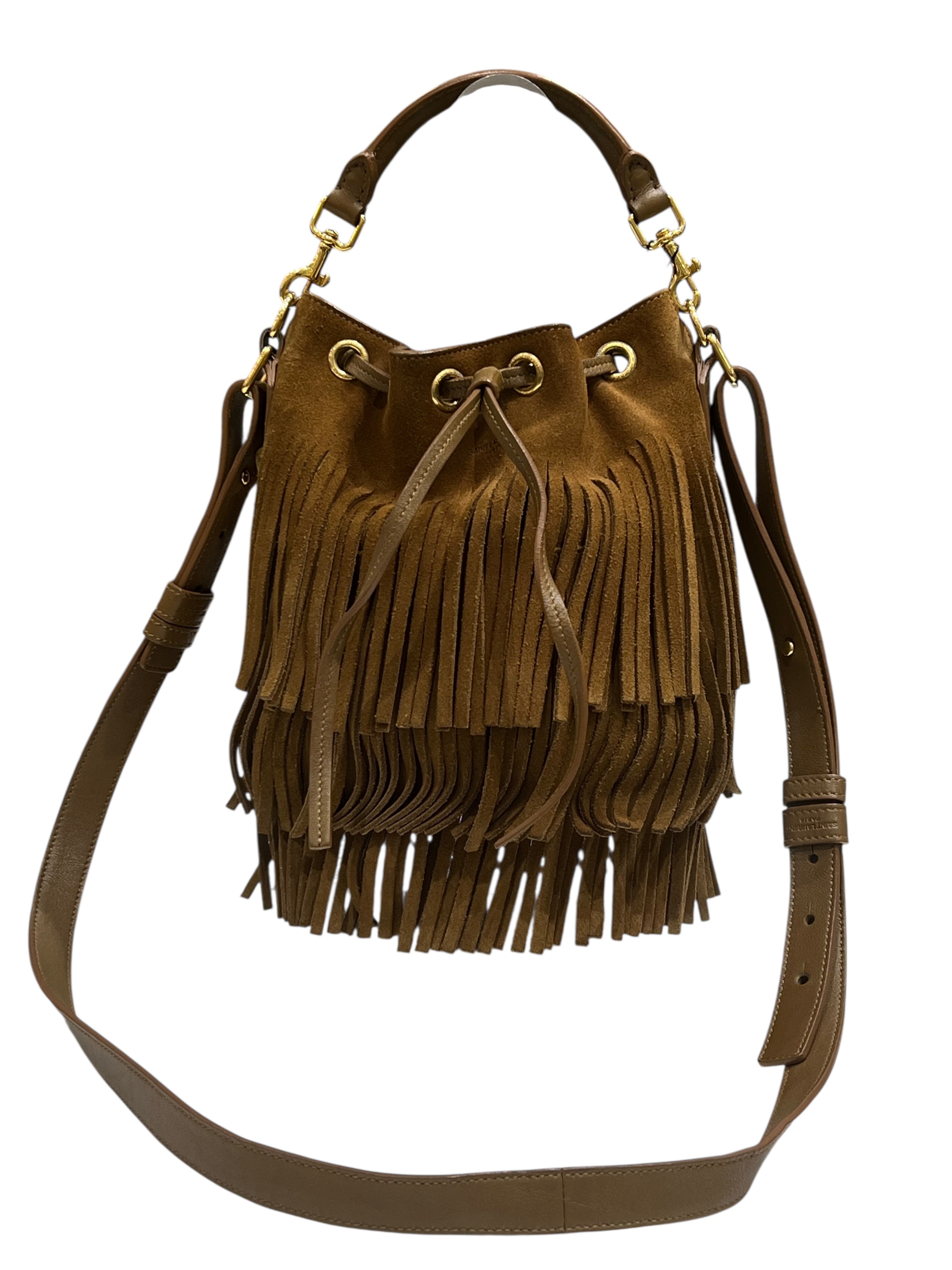 Saint Laurent - Sac Petit Sceau Emmanuelle Daim Camel | Les Folies d’Eugénie