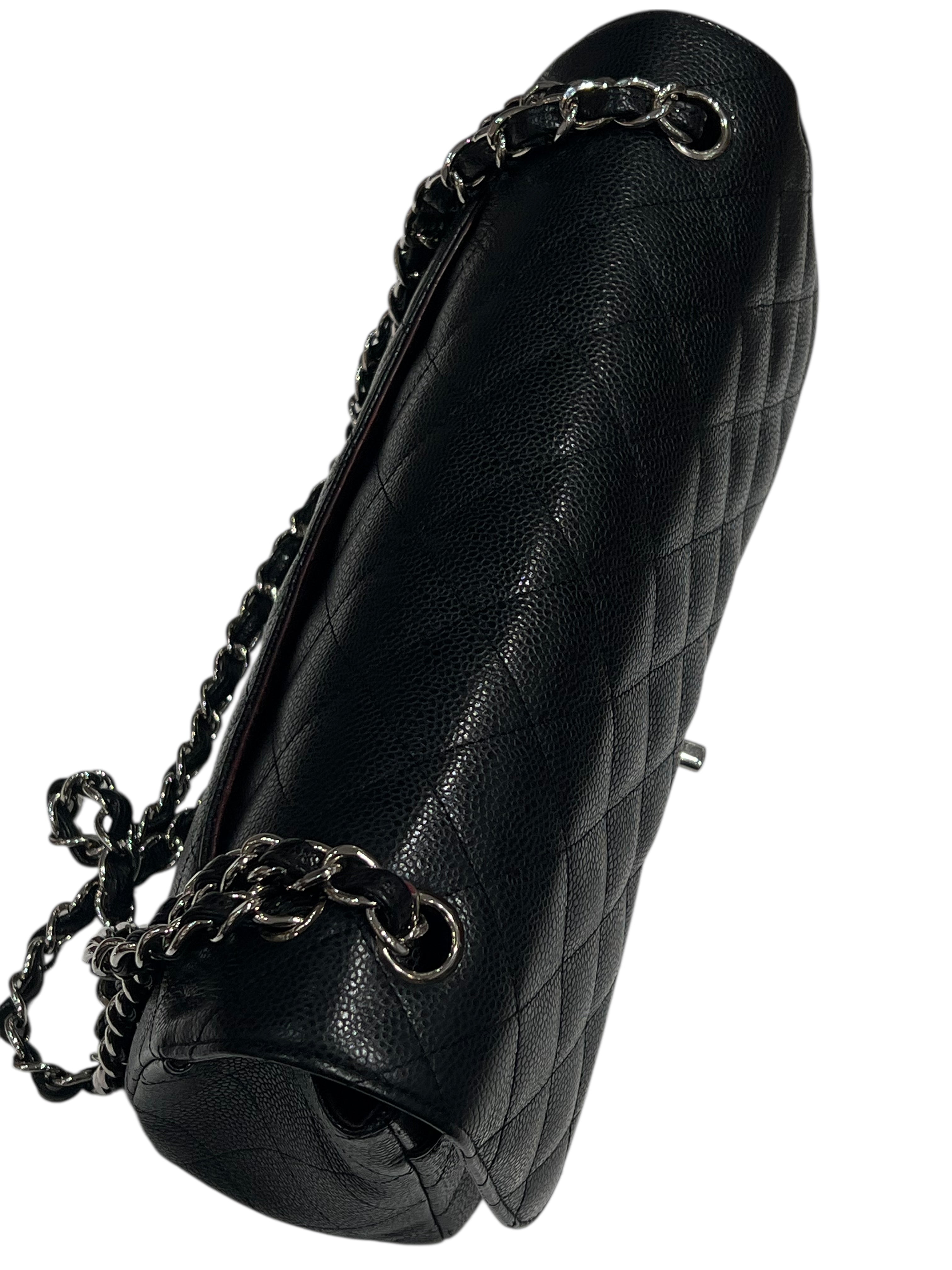 Chanel - sac classique jumbo cuir caviar noir