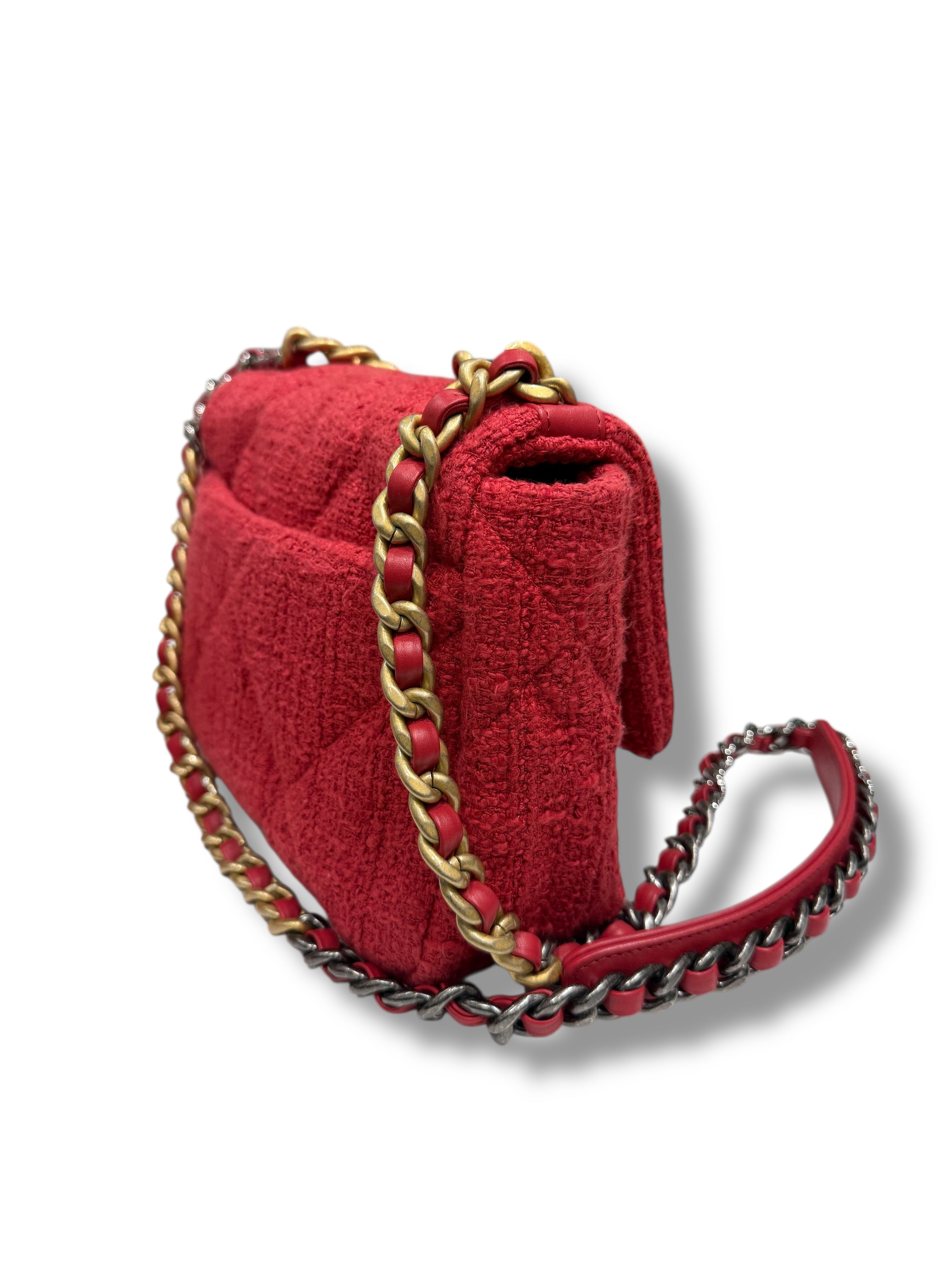 Chanel - Sac 19 PM tweed rouge