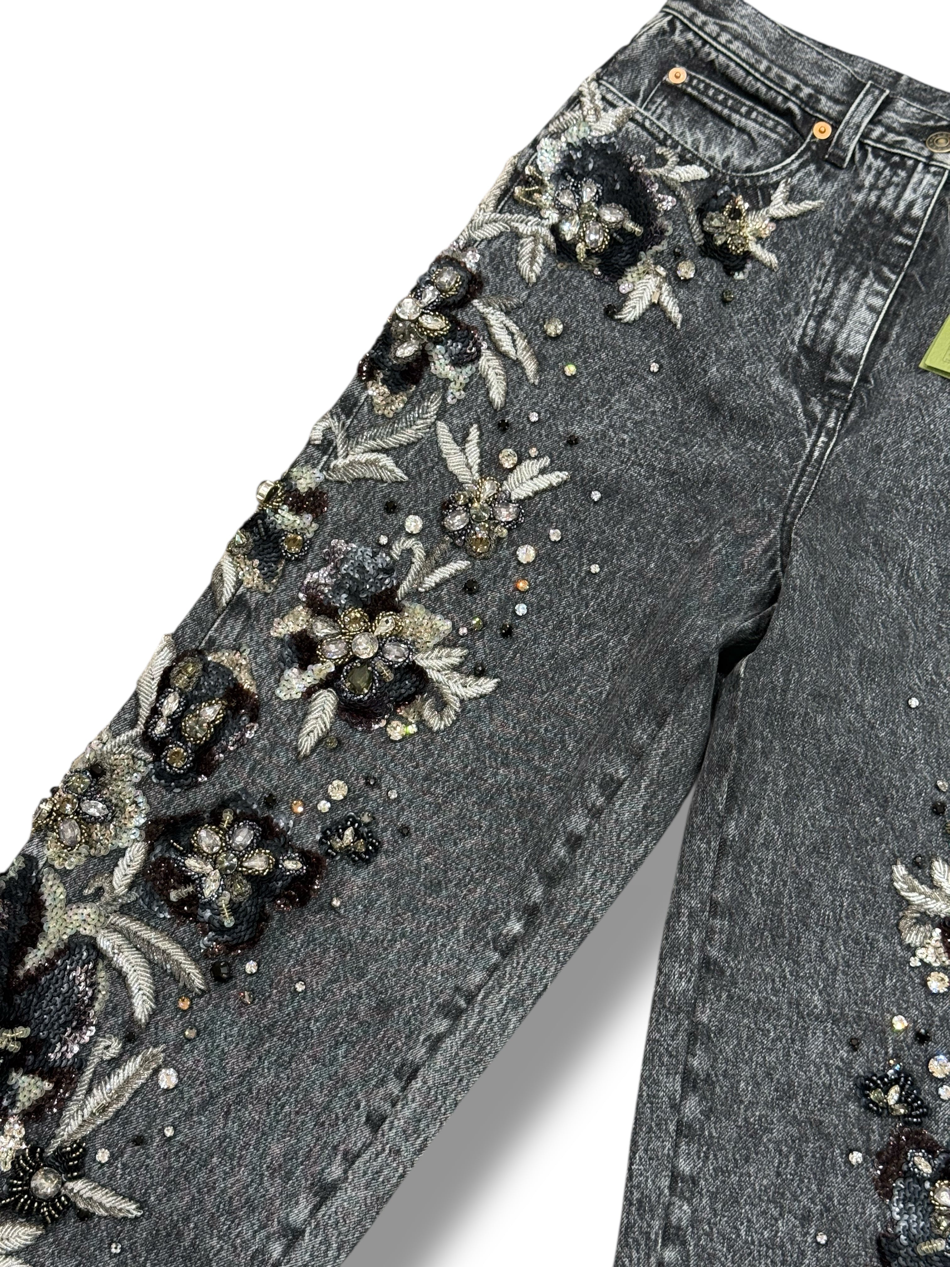 Gucci - Pantalon en denim orné de bijoux GUCCI